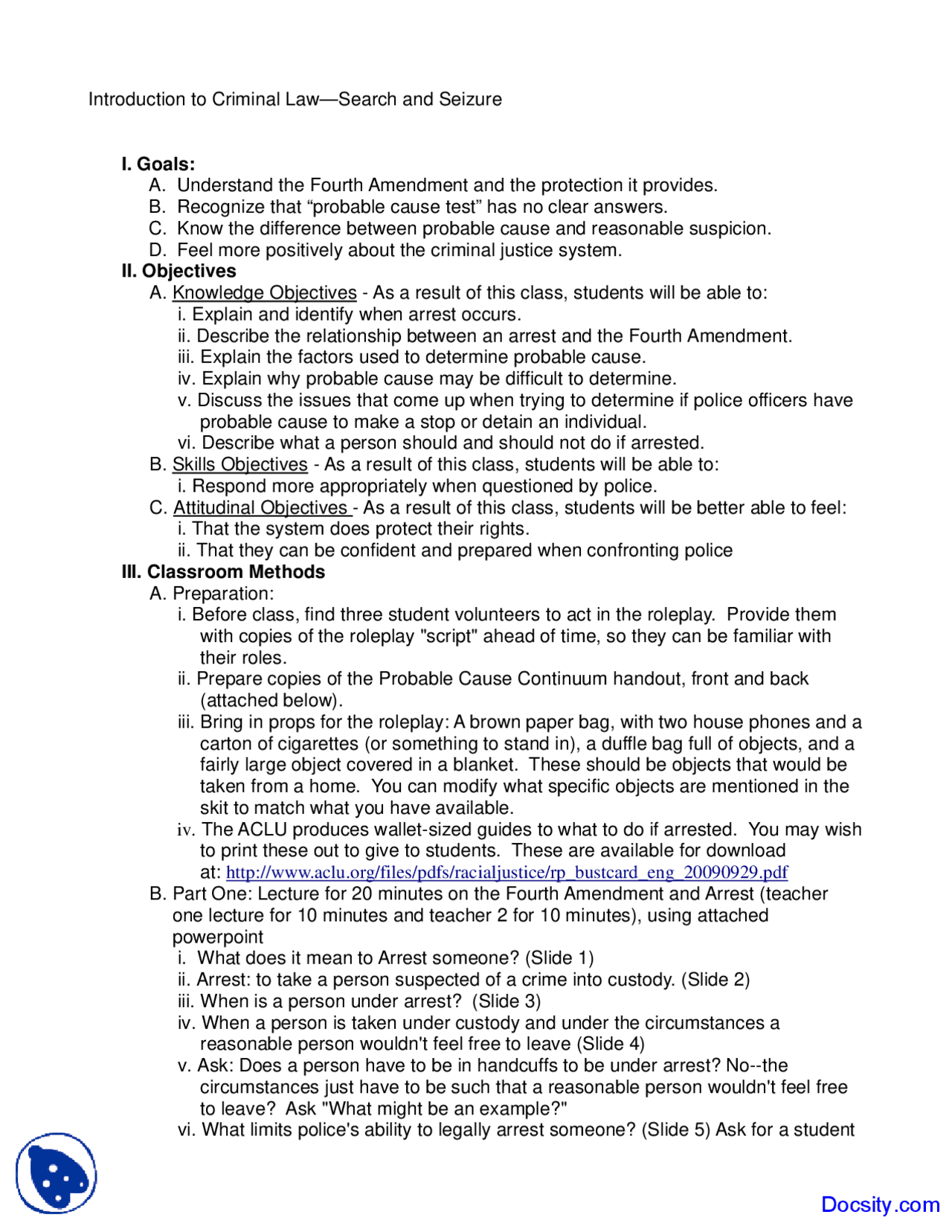 Search and Seizure - Law of Criminal - Lecture Notes - Docsity
