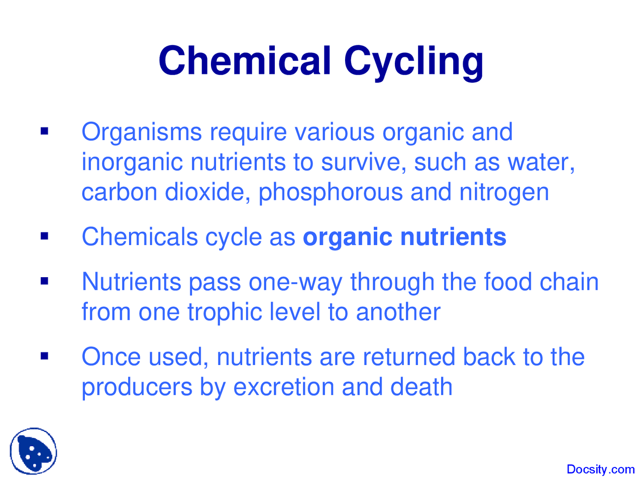Chemical Cycling Ecology Lecture Slides Docsity