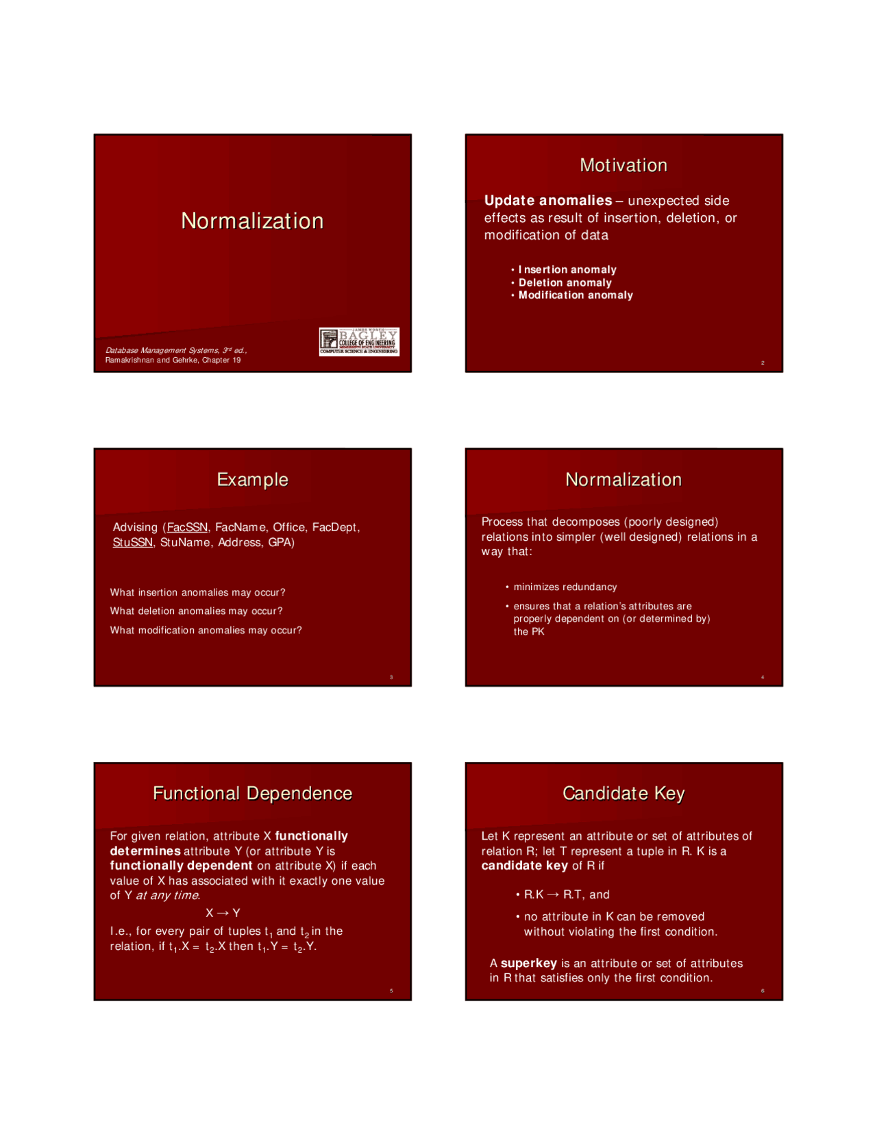 Lecture Slides on Normalization - Database Management Systems | CSE ...