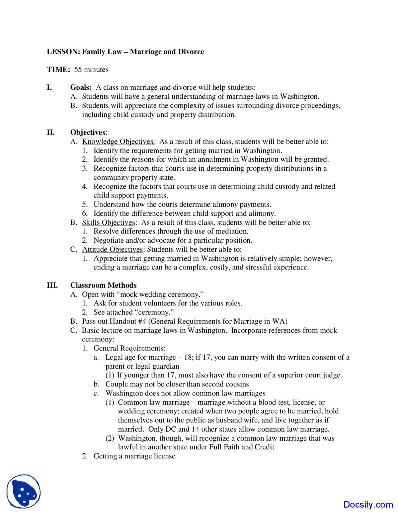 Marriage and Divorce - Family Law - Lecture Notes | Study notes Family ...
