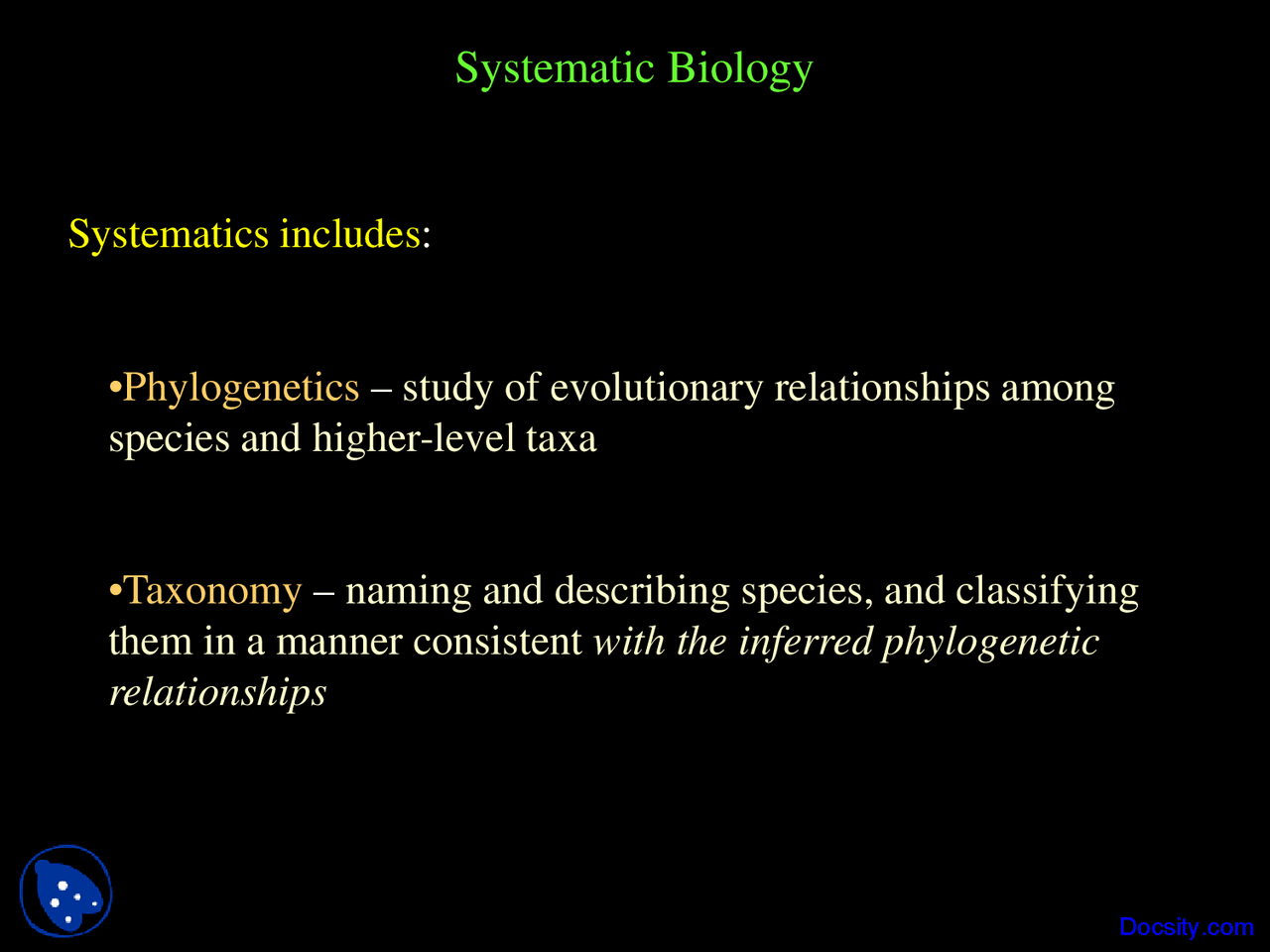 Systematic Biology - Plant Taxonomy and Systematics - Lecture Slides ...