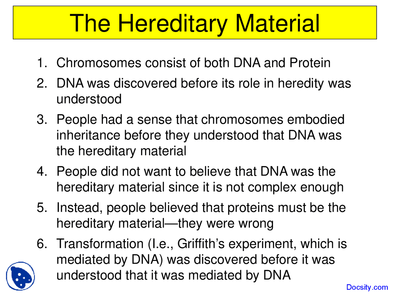 Hereditary Material - Introduction to Biology - Lecture Slides 