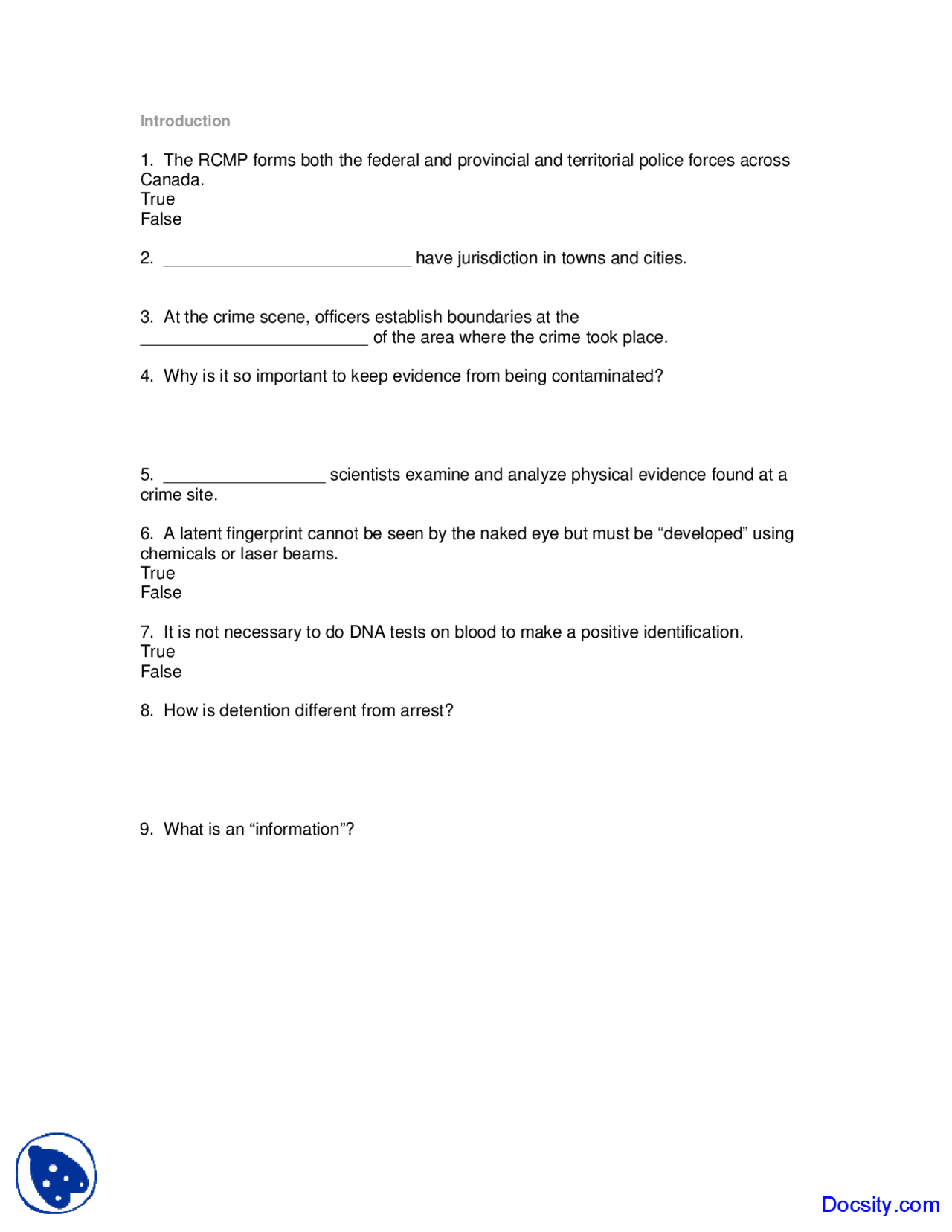 Police Trivia Questions Federal, Provincial and Territorial Police - Policing and Arrest - Quiz ...