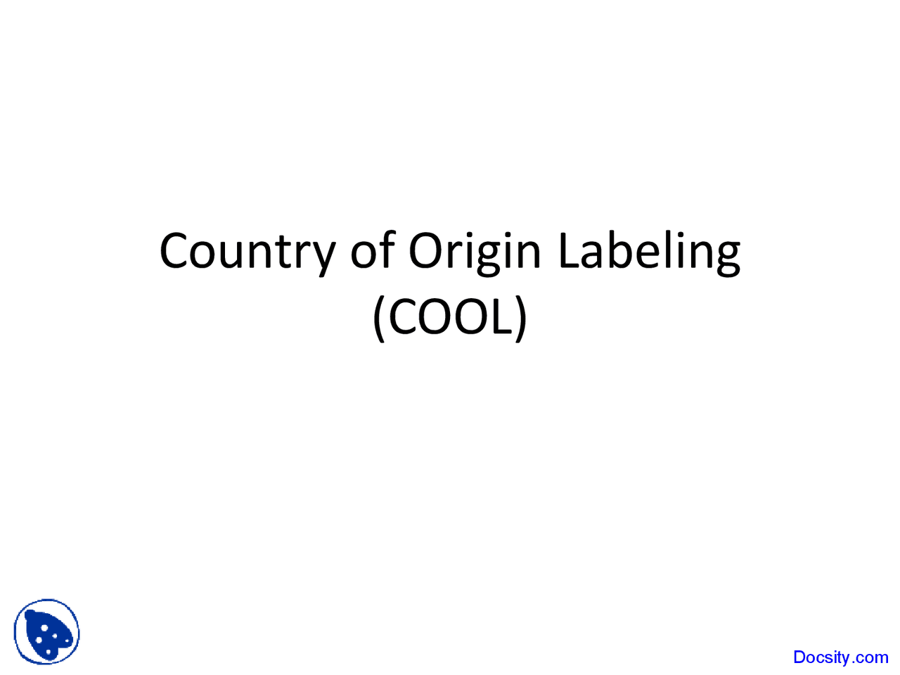 Country of Origin Labeling, Beef Animal Science Lecture Slides