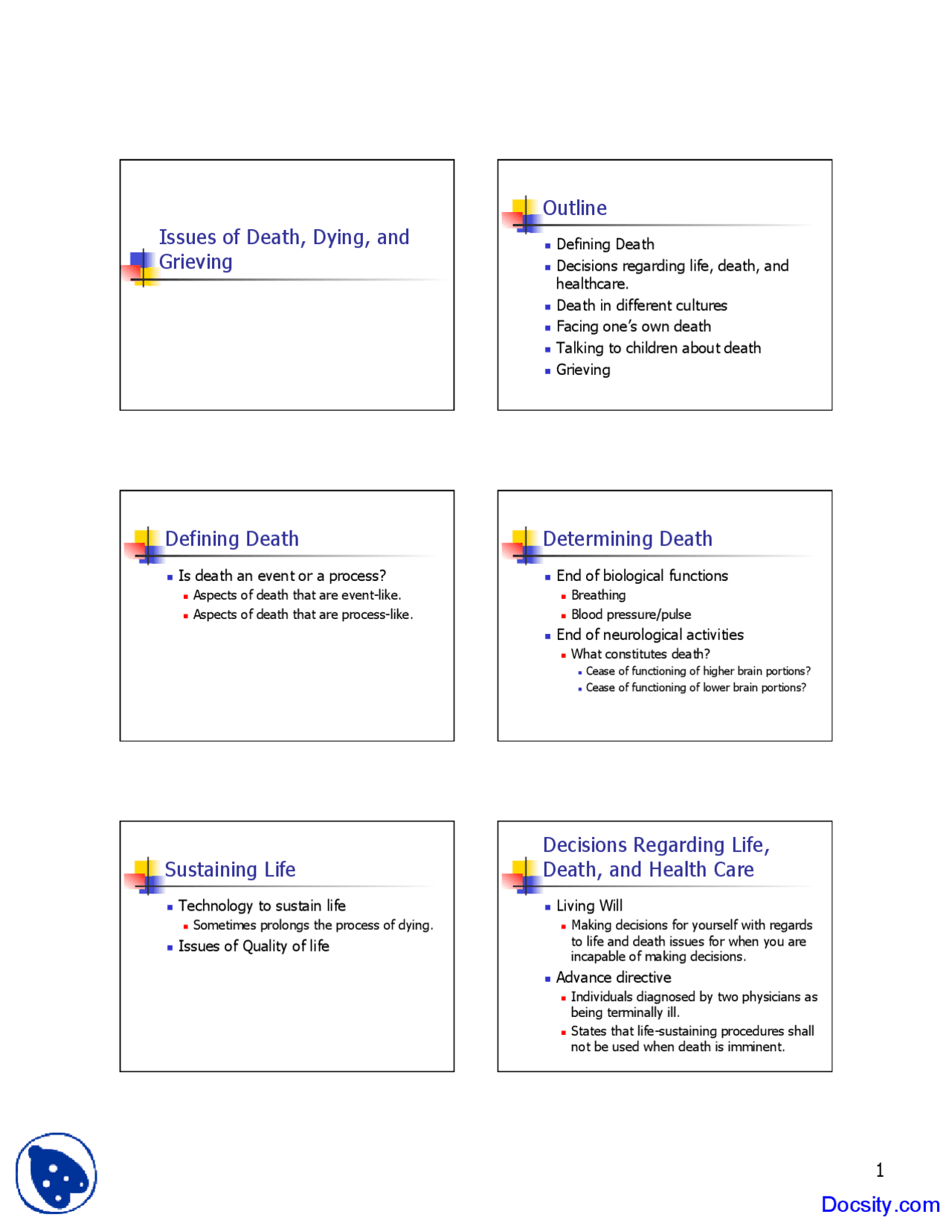 Death Dying and Grieving - Developmental Psychology - Lecture Slides ...