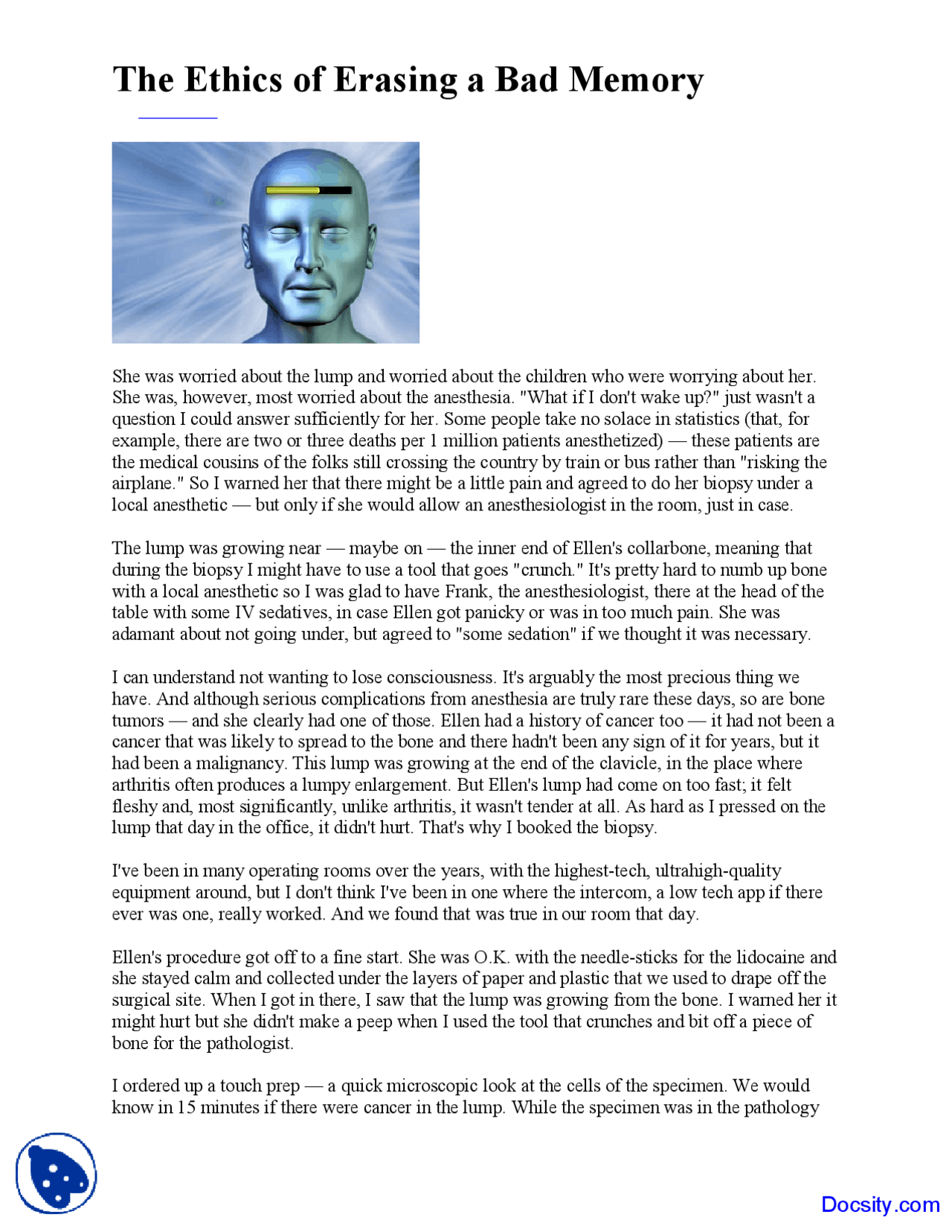 Erasing a Bad Memory - Advanced Placement Psychology - Lecture Notes ...