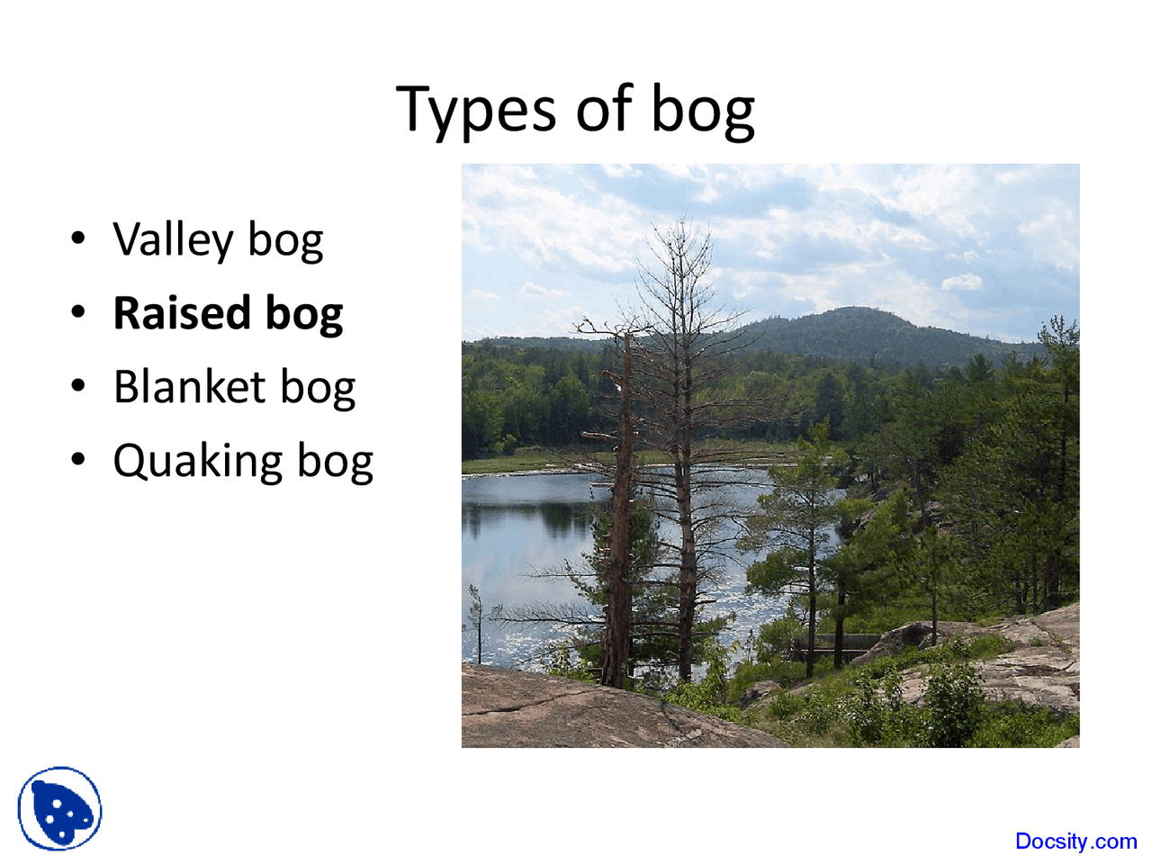 Bog Types Types of Bog - General Ecology - Lecture Slides - Docsity