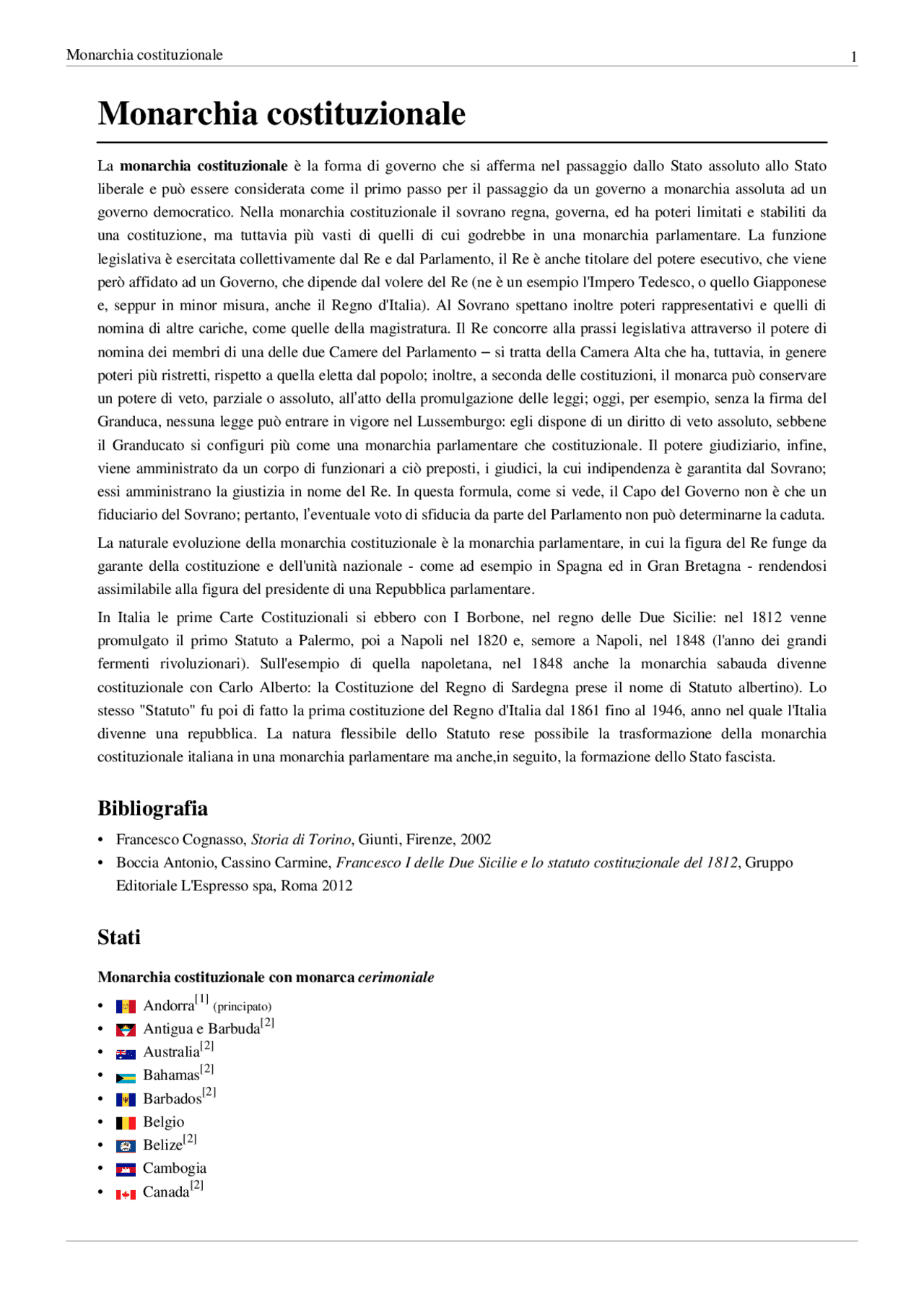 Monarchia costituzionale Definizione Appunti Diritto