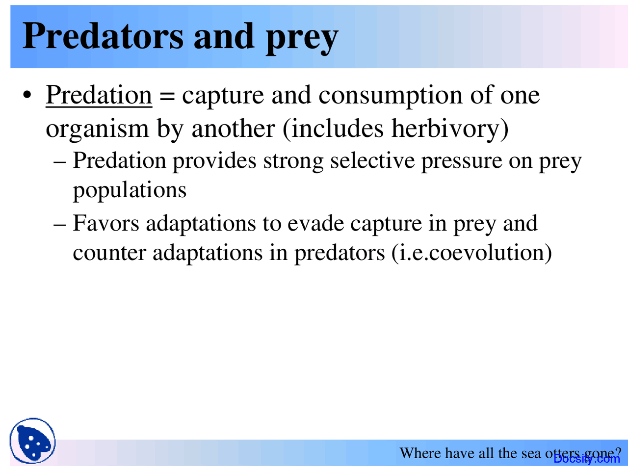 Predators and Prey Principles of Biology Lecture Slides Docsity