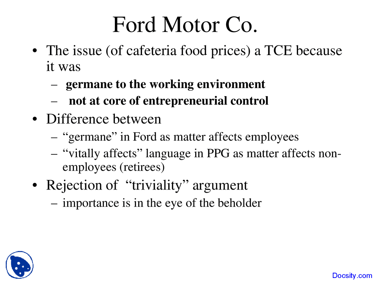 Ford Motor Labor Law Lecture Slides Docsity