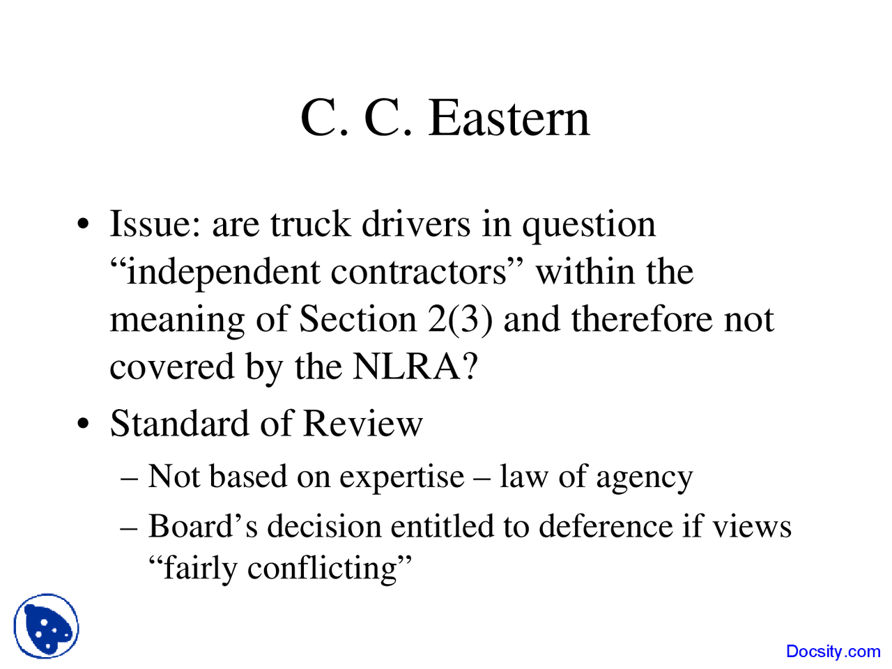 Eastern Labor Law Lecture Slides Docsity