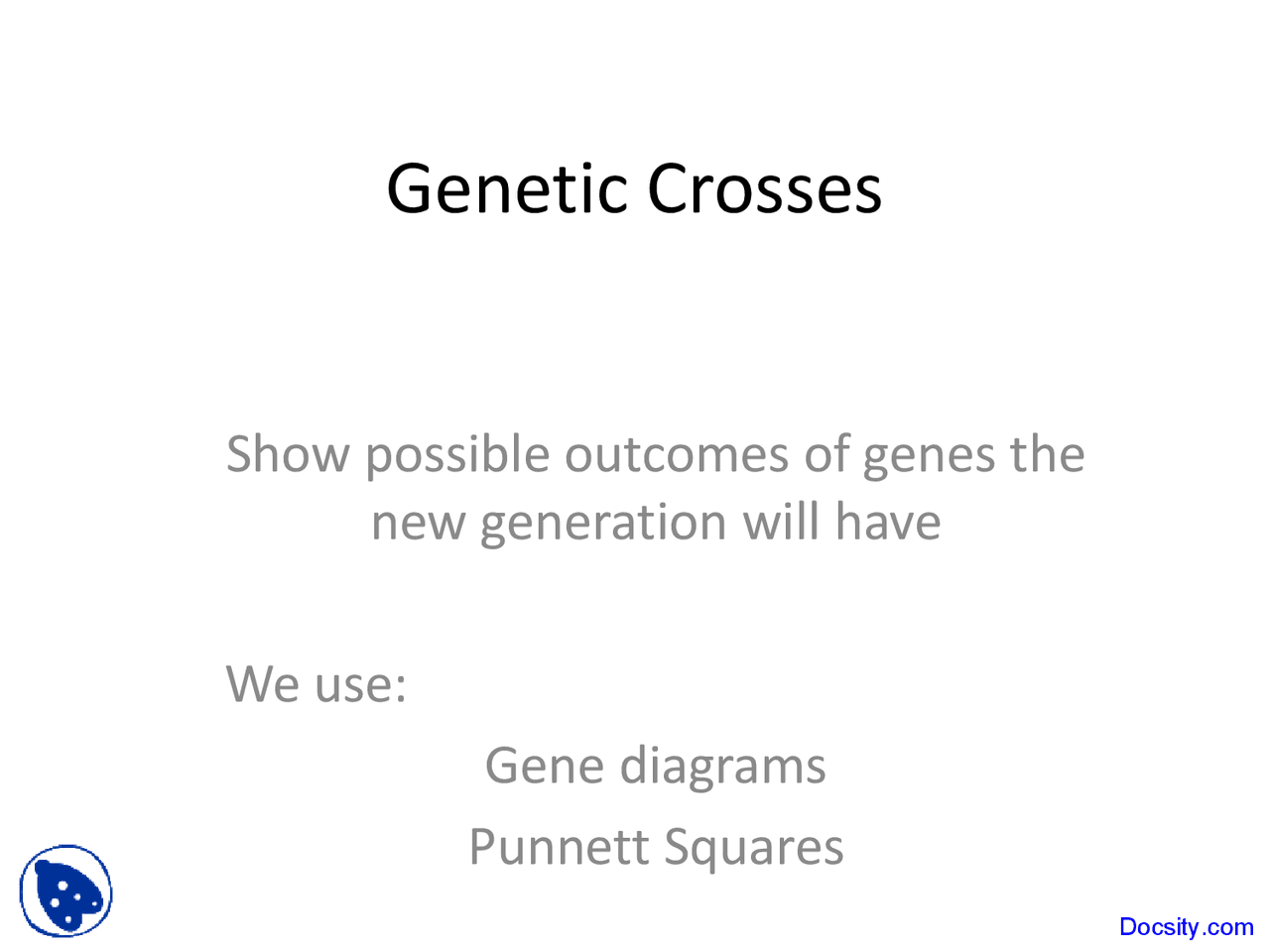 Genetic Crosses, Genetics - Biology - Lecture Slides - Docsity