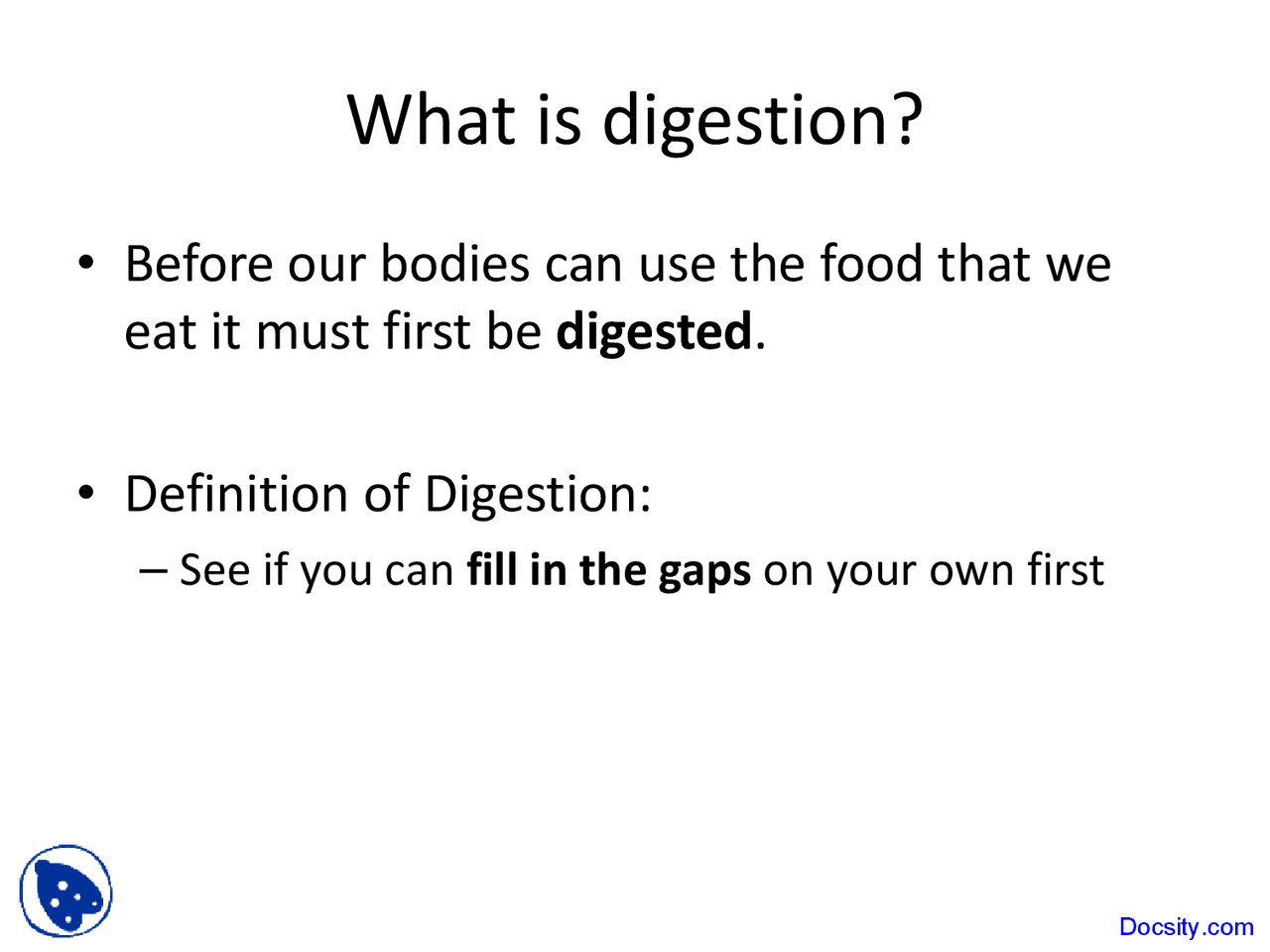What is Digestion, Nutrition - Biology - Lecture Slides - Docsity