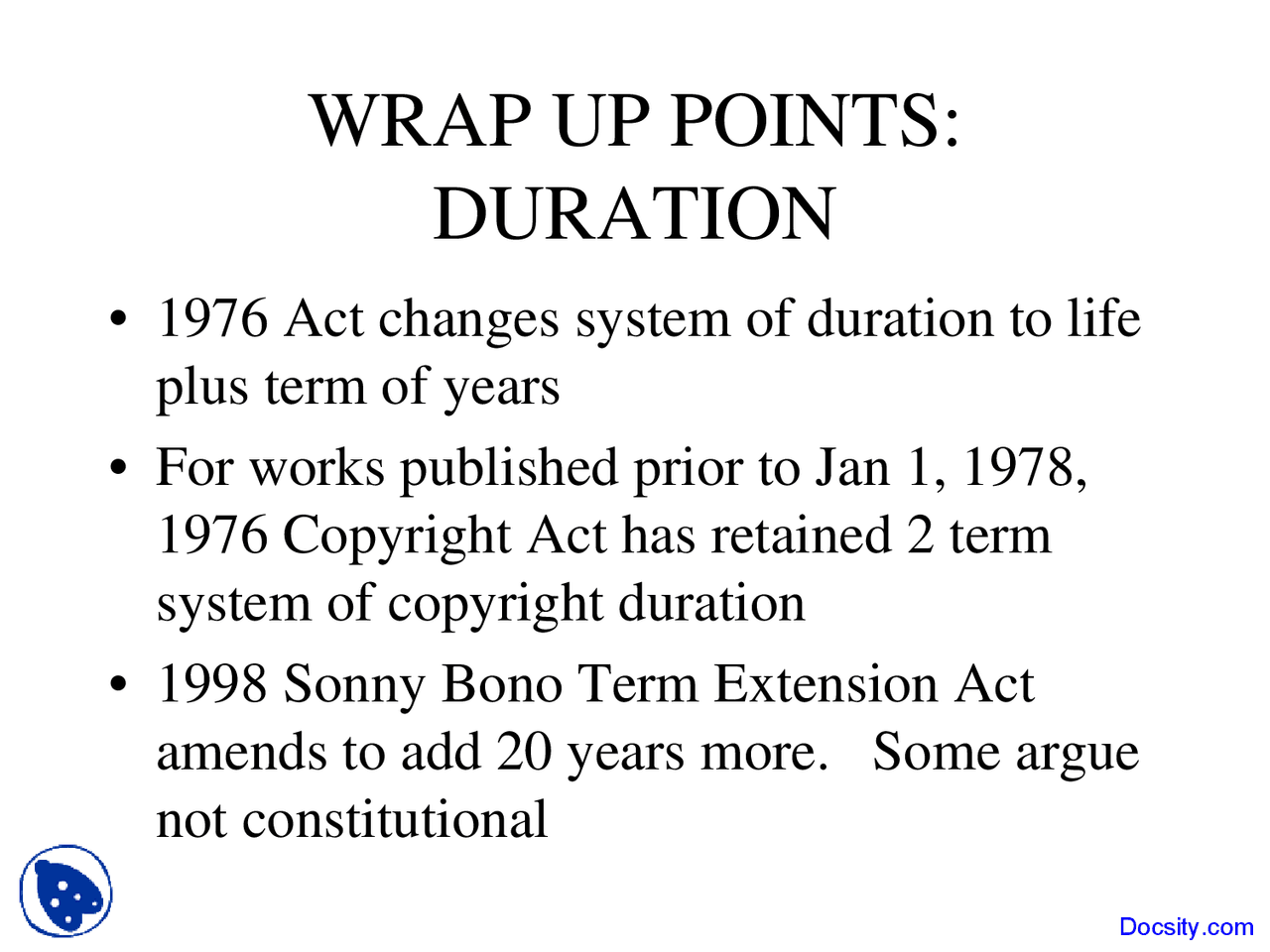 Changes System of Duration Copyright Law Lecture Slides Docsity