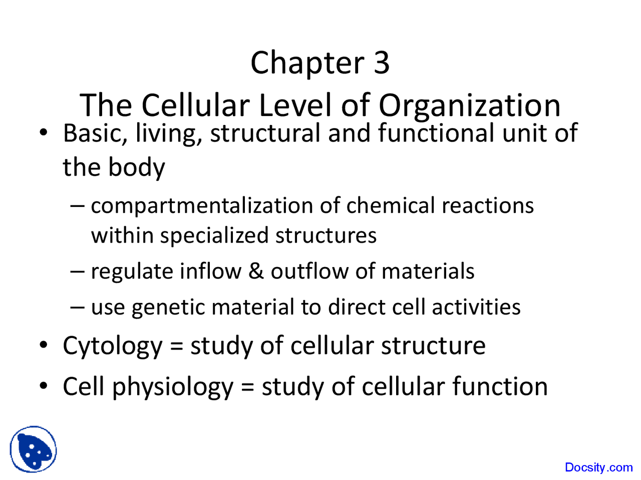 Cellular Level of Organization - Physiology and Anatomy - Lecture ...
