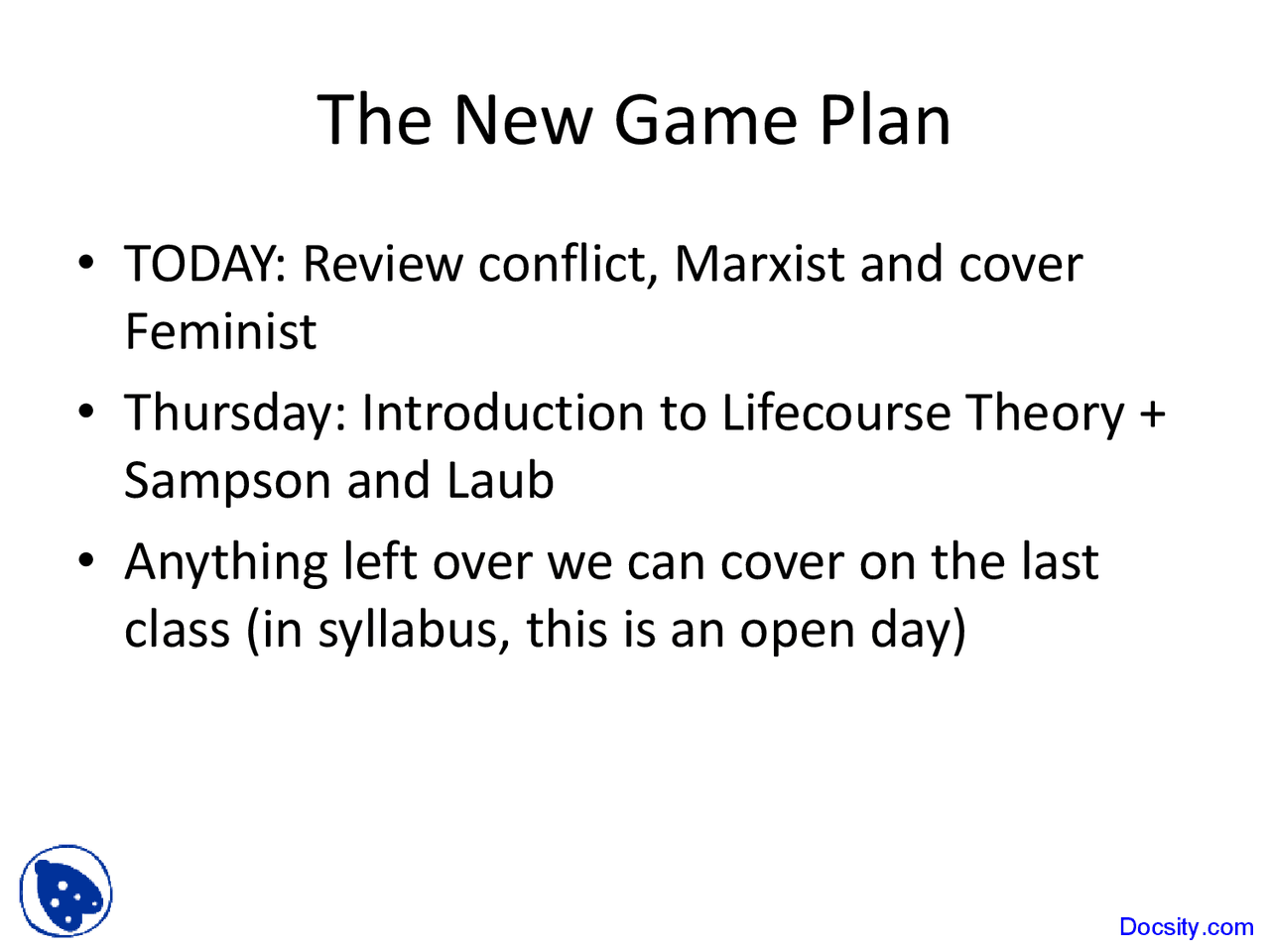 New Game Plan Criminological Theory Lecture Slides Docsity