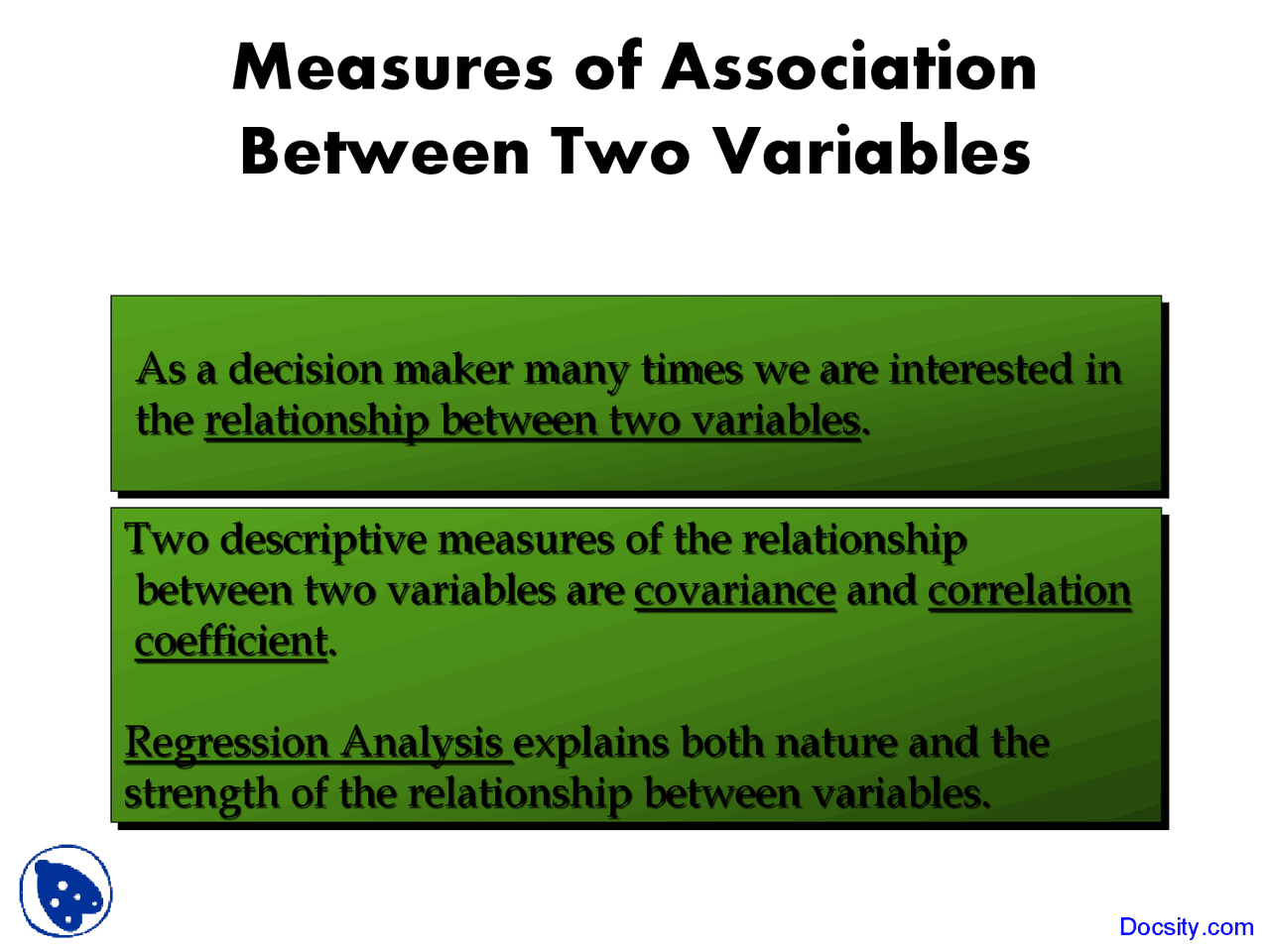 Association Between Two Variables - Statistics - Lecture Slides - Docsity