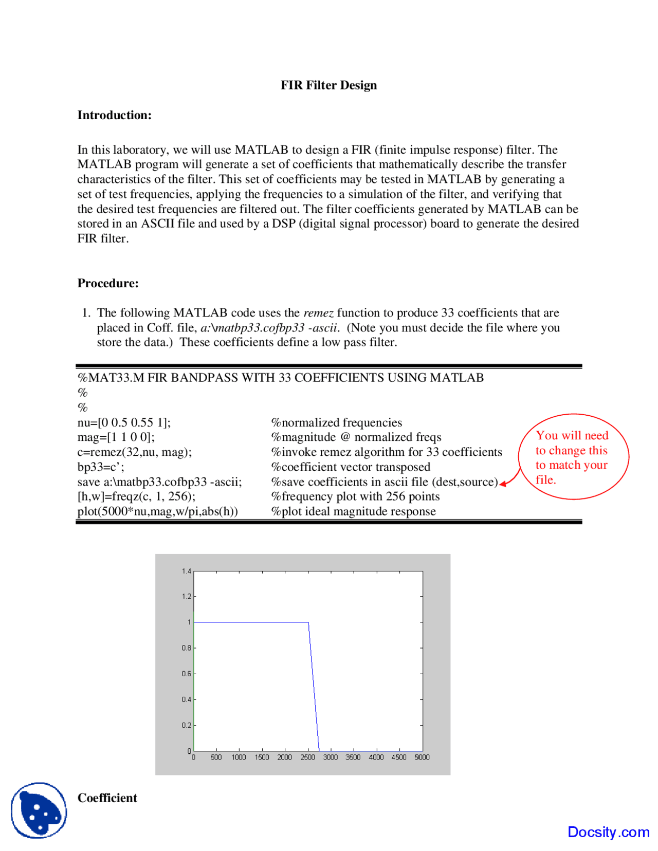 Design Fir Filter Matlab Project.pdf FIR Filter Design - Digital Signal Processing - Lab Manual - Docsity