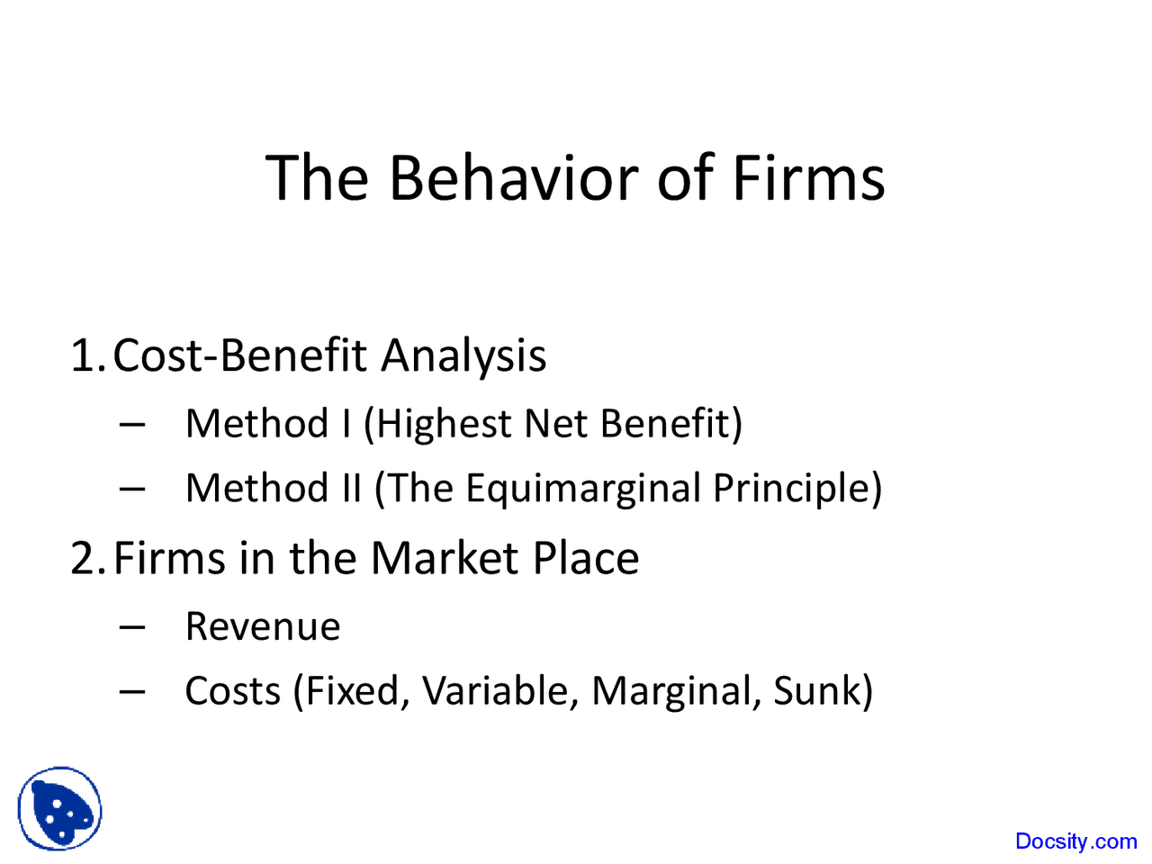 The Behavior of Firms, Intermediate Microeconomics - Economics ...