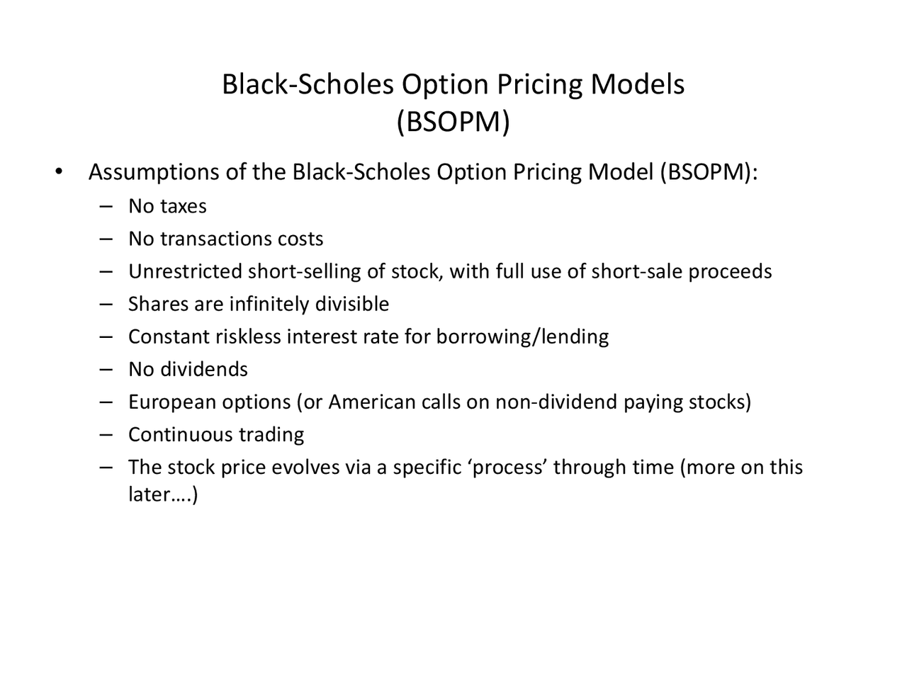 Black Scholes Option Pricing Models - Derivatives and Risk Management ...