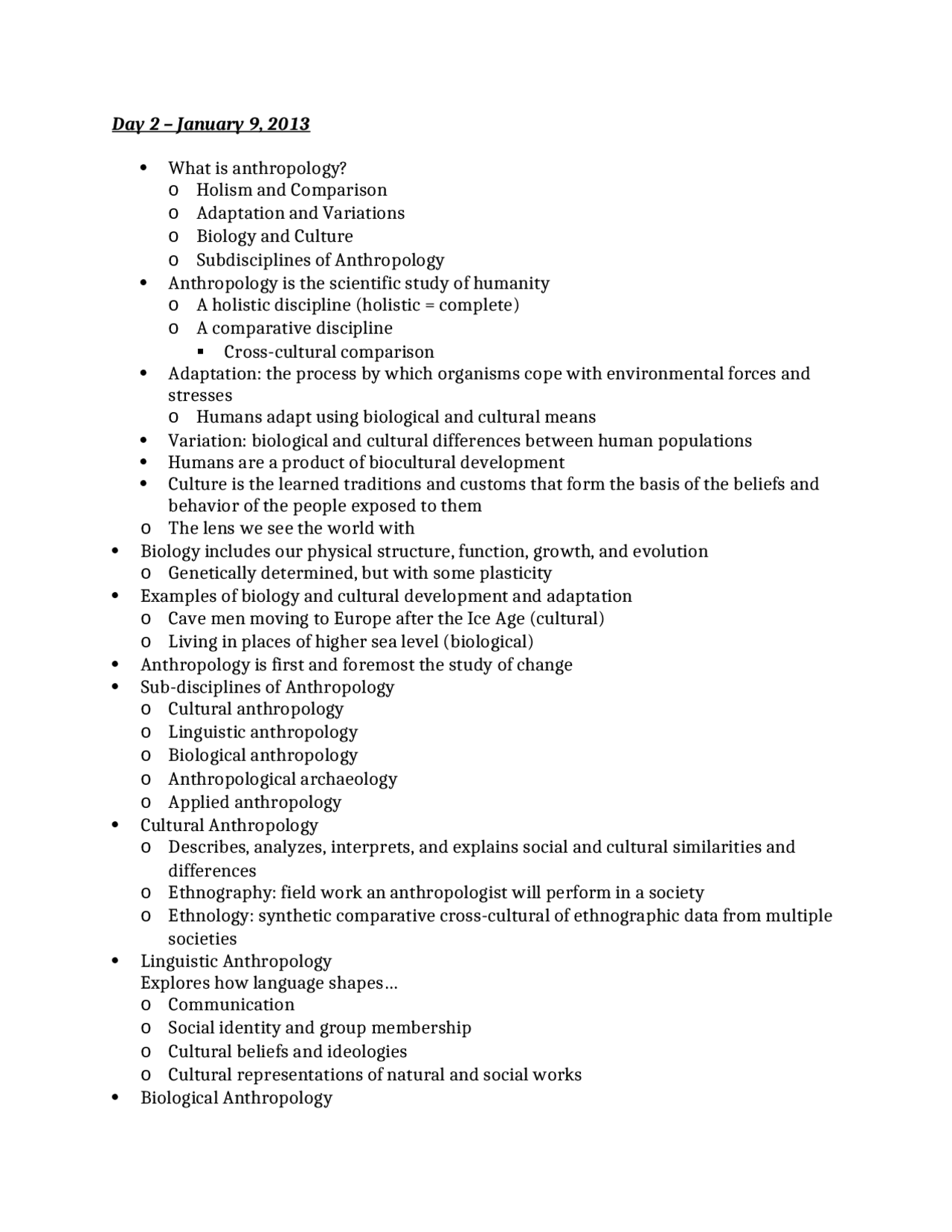 Adaptations and Variations in Anthropology - Test 1 | ANTH 1102 | Study ...