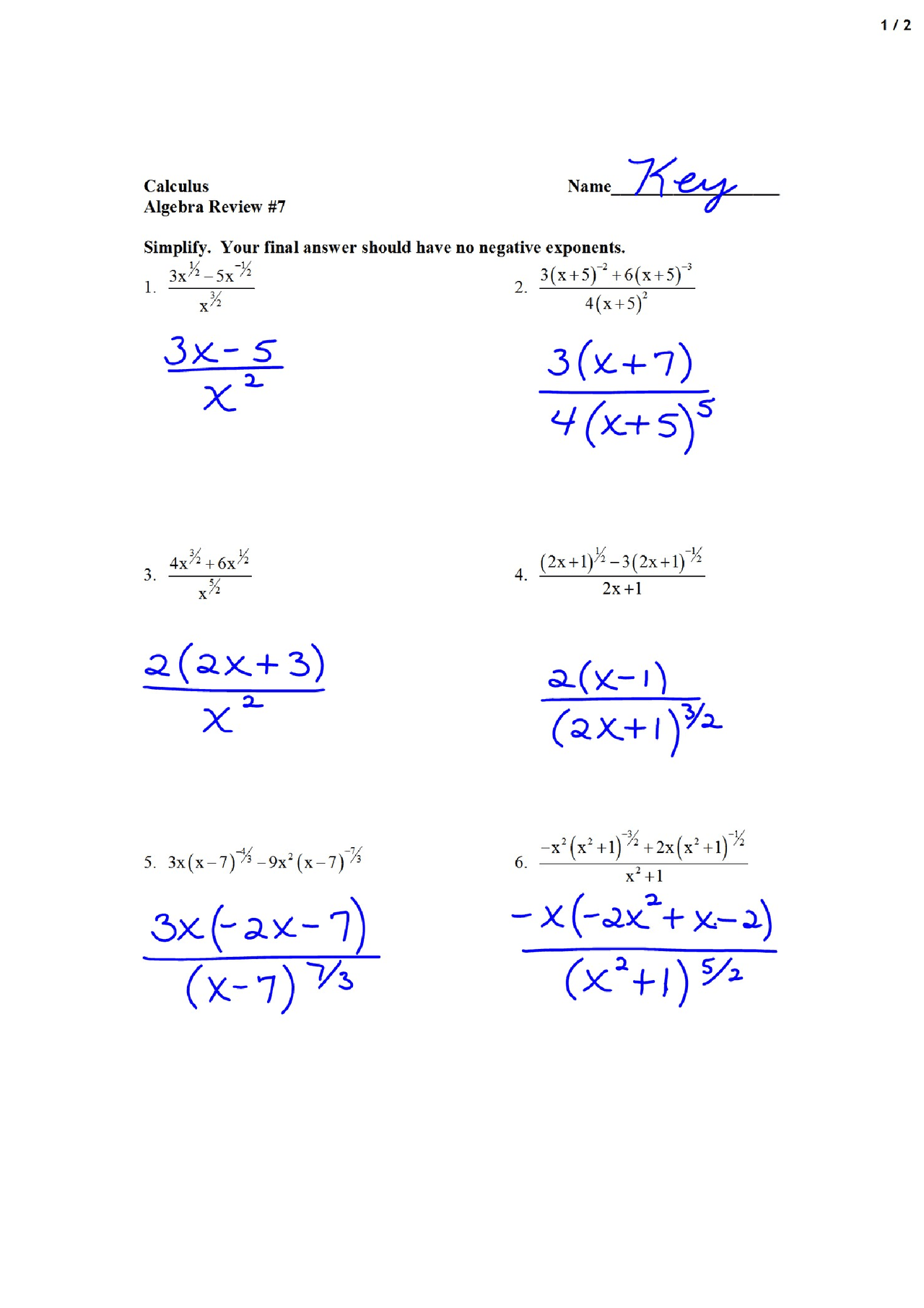 Simplified Equations - AP Calculus - Solved Problems - Docsity
