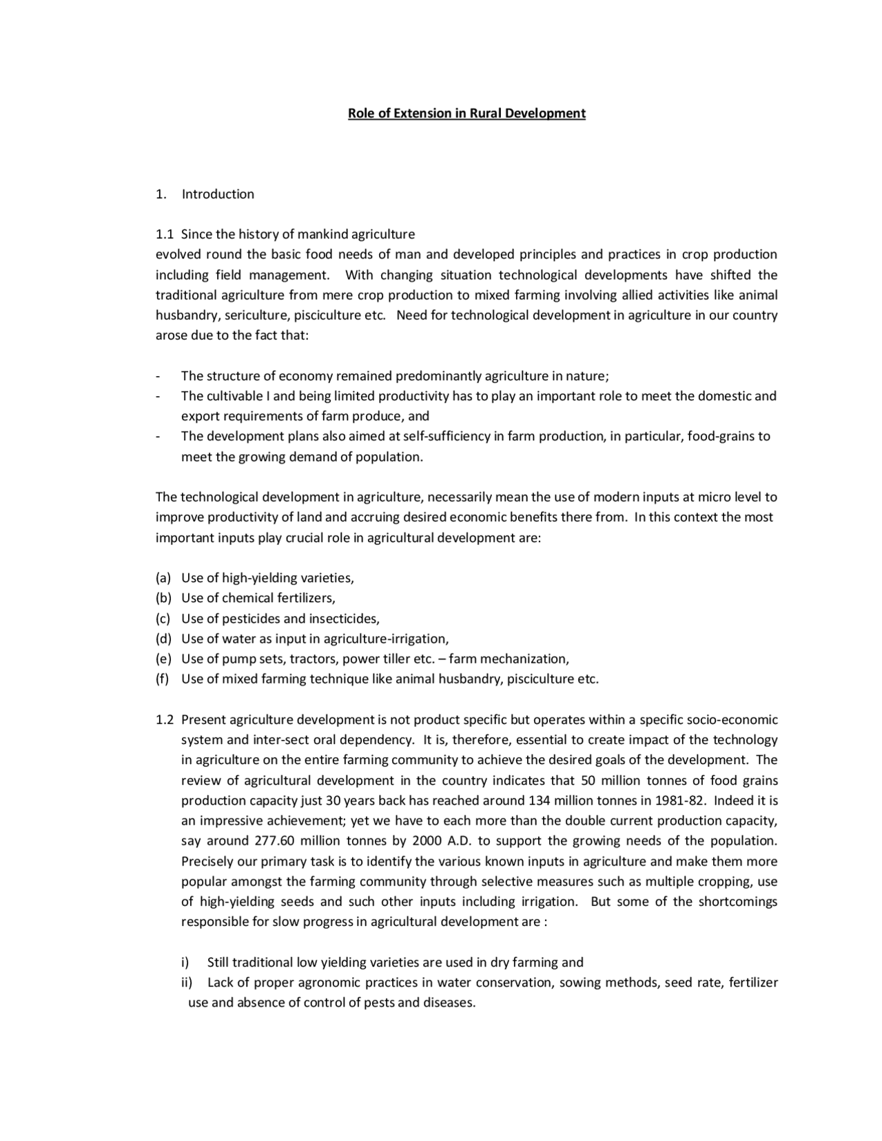 Role of Extension in Rural Development - Agriculture Business - Lecture ...