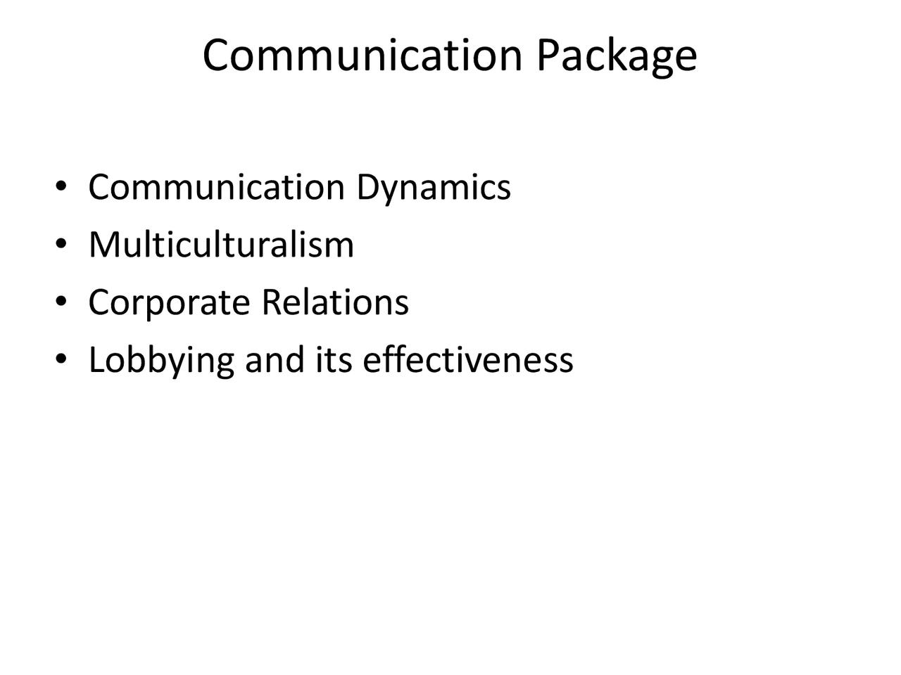 Communication Package International Business Lecture Slides