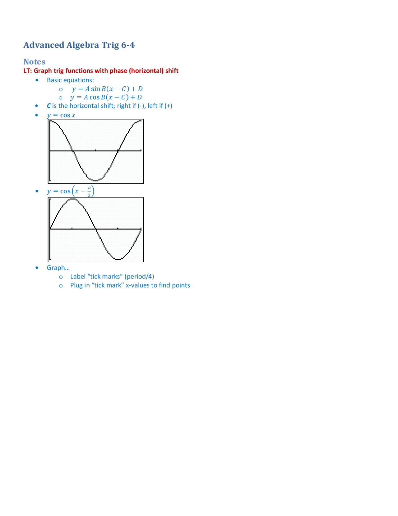 Phase Shift Trignometry Lecture Notes Docsity