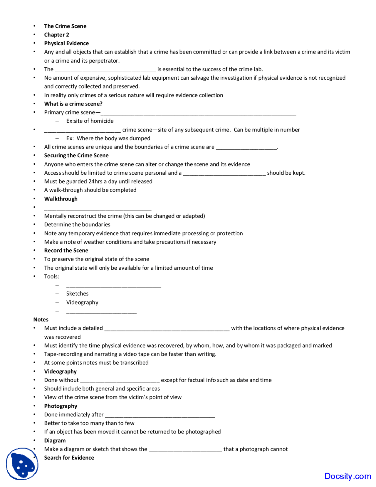 Crime Scene - Forensic Science - Lecture Notes | Study notes Forensics ...
