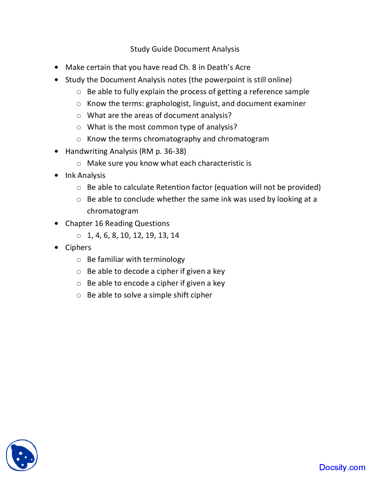 Document Analysis - Forensic Science - Lecture Notes | Study notes ...