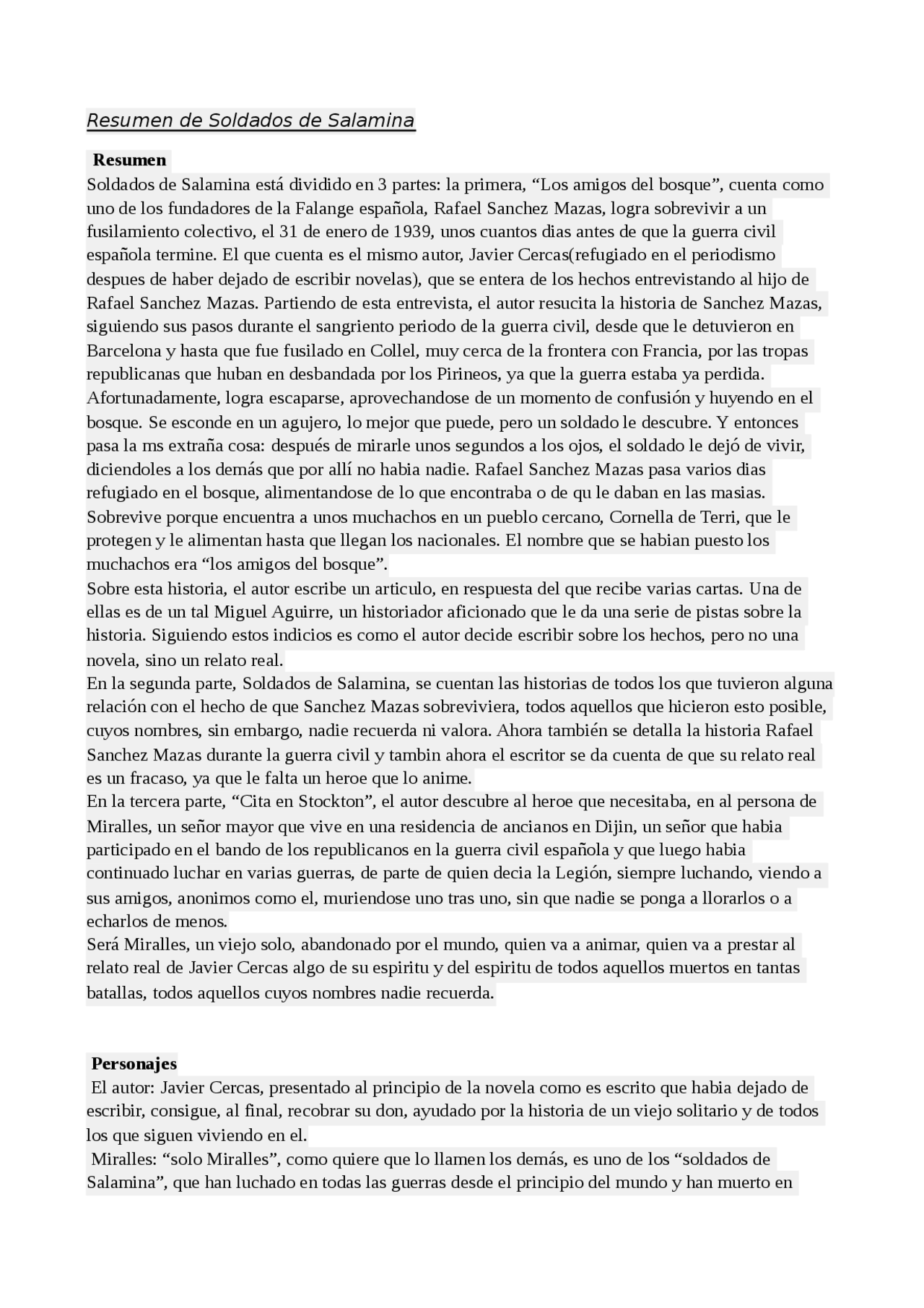 Riassunto Soldados De Salamina Javier Cercas Docsity