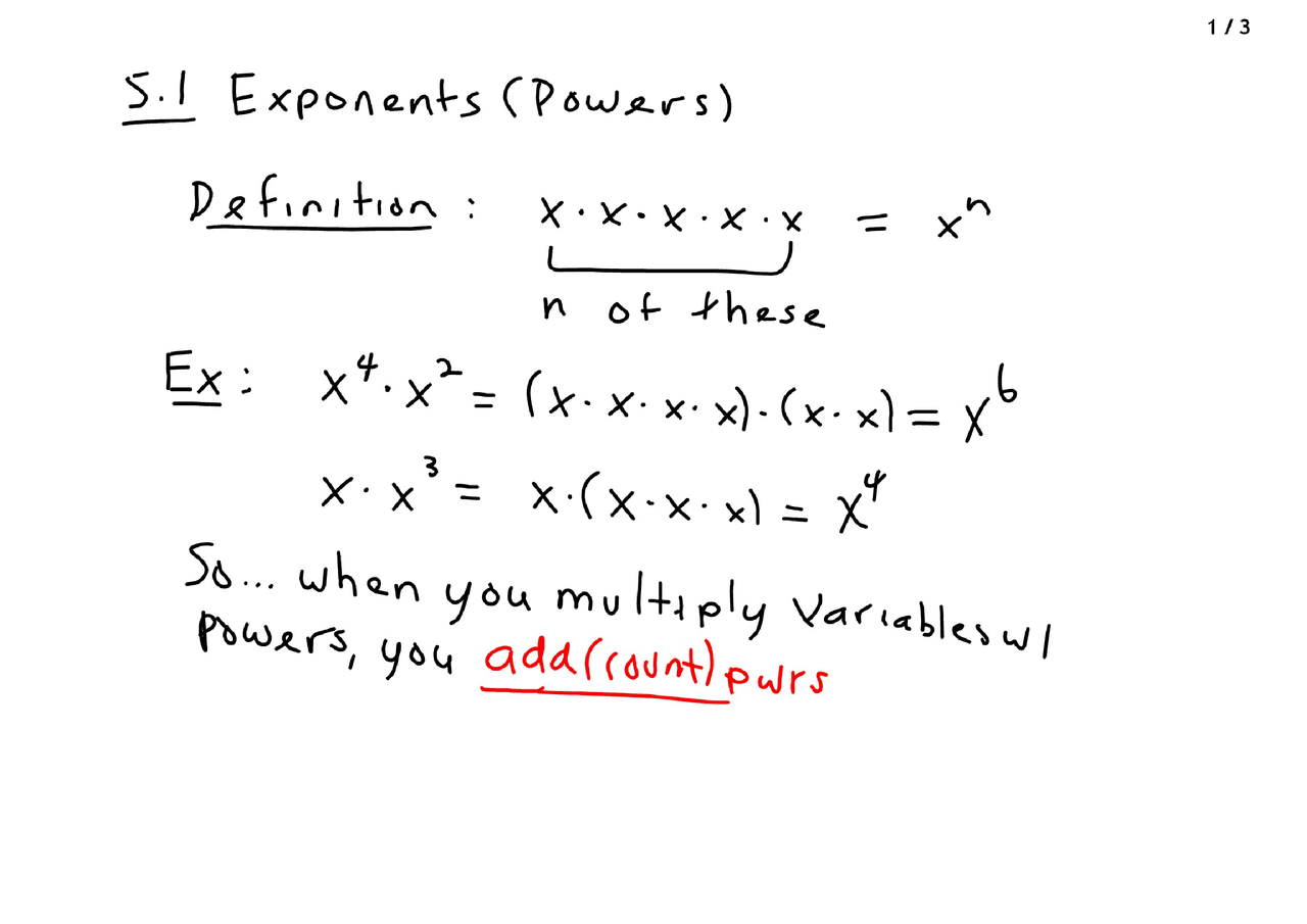 Variable Multiplication - Intermediate Algebra - Lecture Handout - Docsity