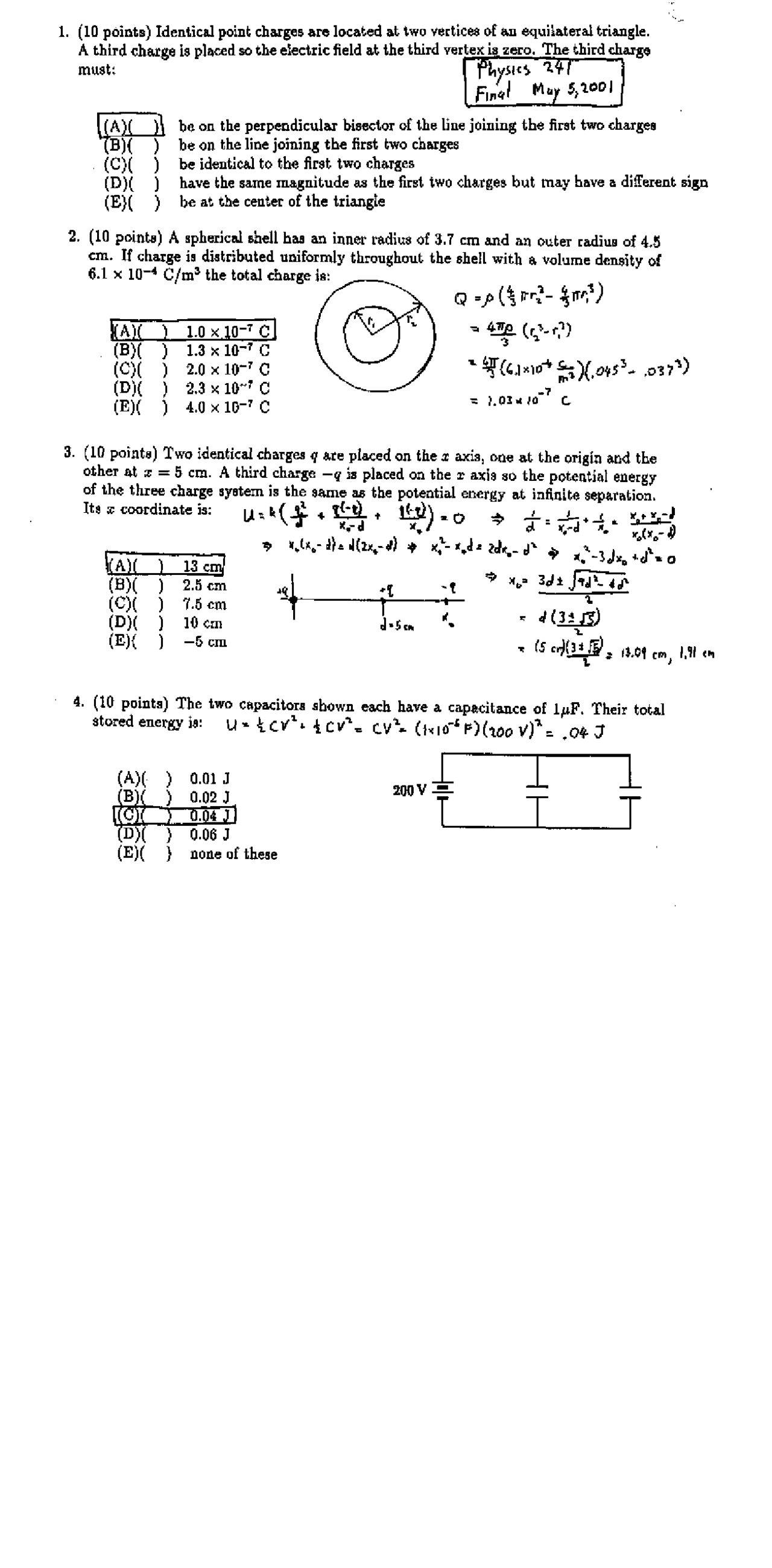 Spherical Shell Electricity And Optics Solved Exam Docsity Spherical Shell Electricity And Optics Solved Exam Docsity