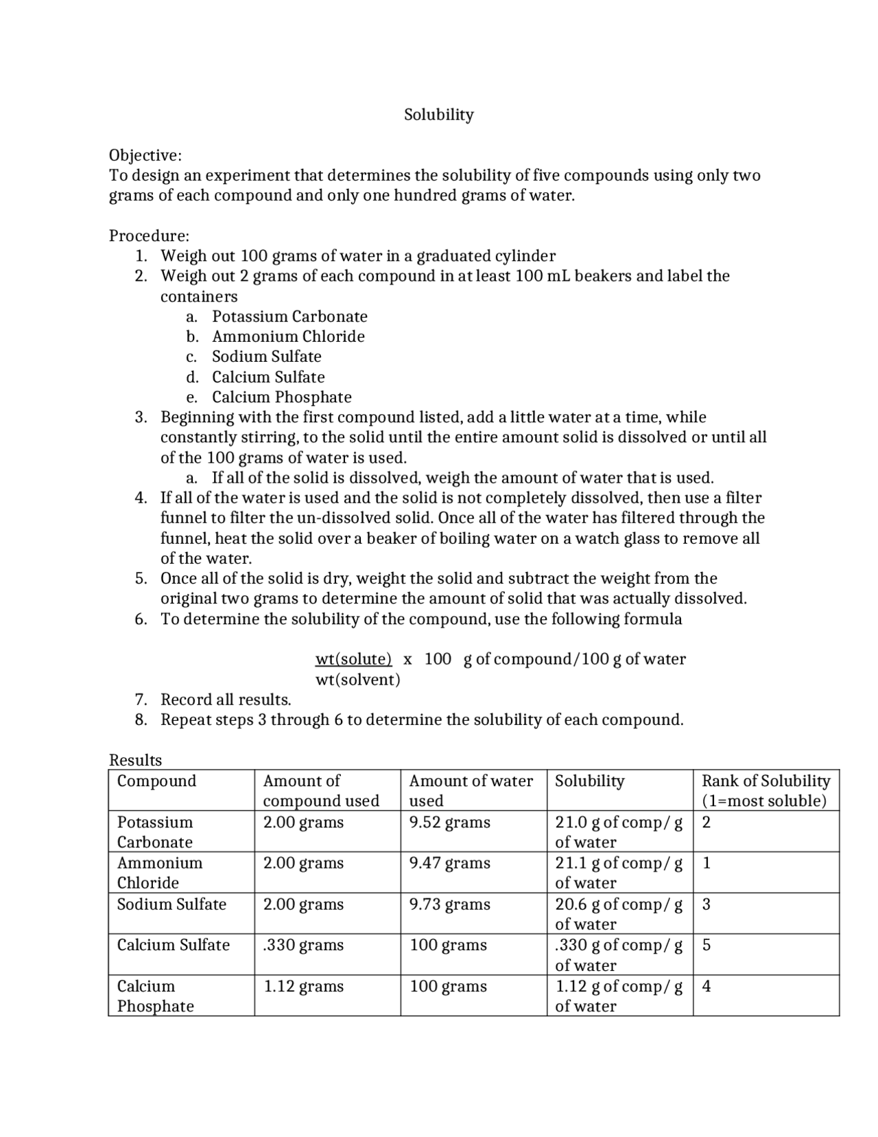 Solubility - Modern Organic Chemistry Laboratory I - Notes | CHEM 2211L ...