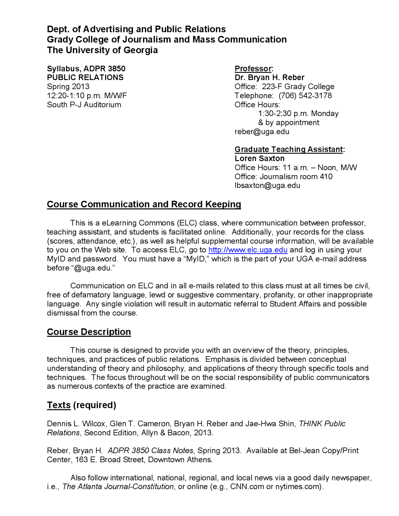 Course Communication and Record Keeping 