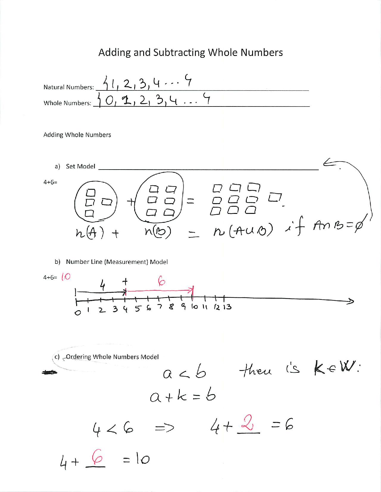 Adding Whole Notes Math Adding and Subtracting Whole Numbers - Fundamental Of Mathematics ...
