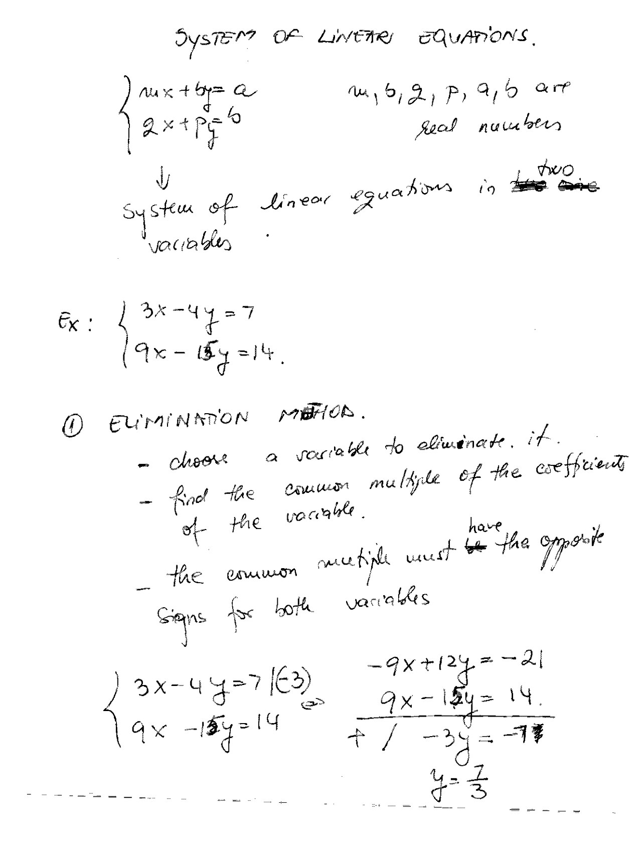 Systems of Linear Equations - Finite Mathematics - Lecture Notes - Docsity