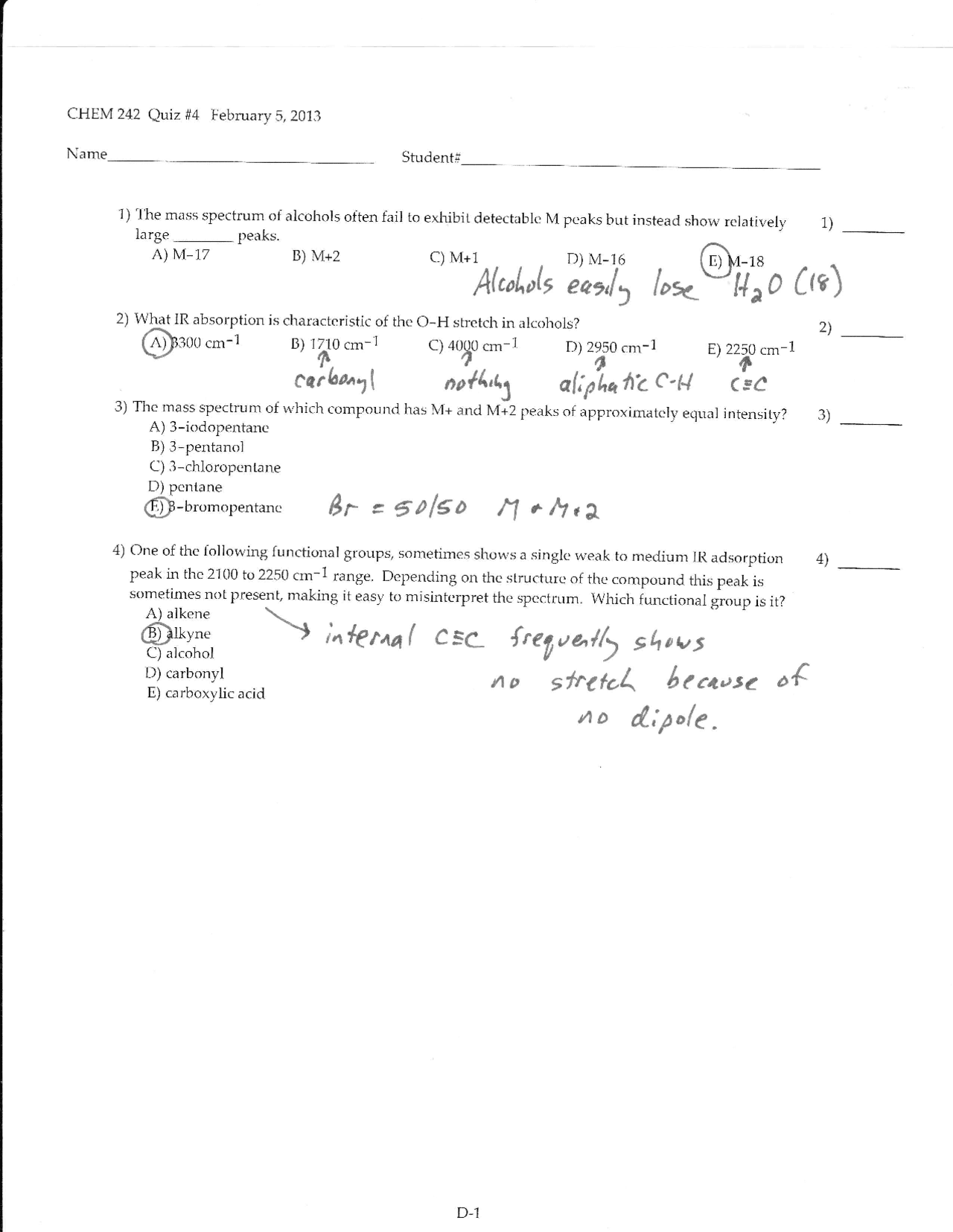 Quiz with Solution - Organic Chemistry II | CHEM 242 - Docsity