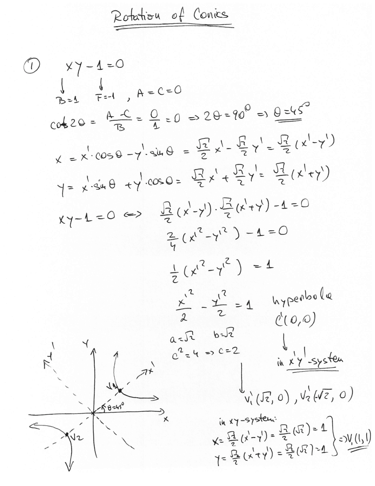 Rotation of Conics - Calculus - Lecture Notes - Docsity