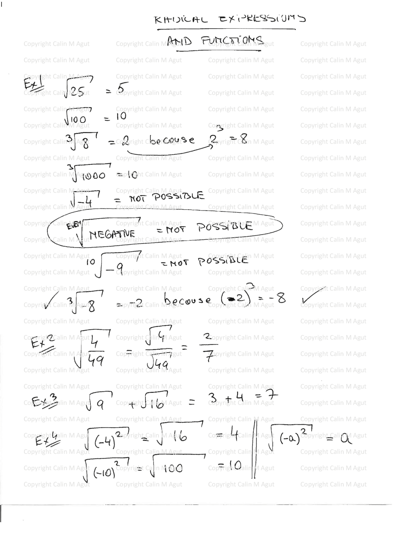 Radical Expressions Notes.pdf Radical Expressions and Functions - Statistics - Lecture Notes | Study ...