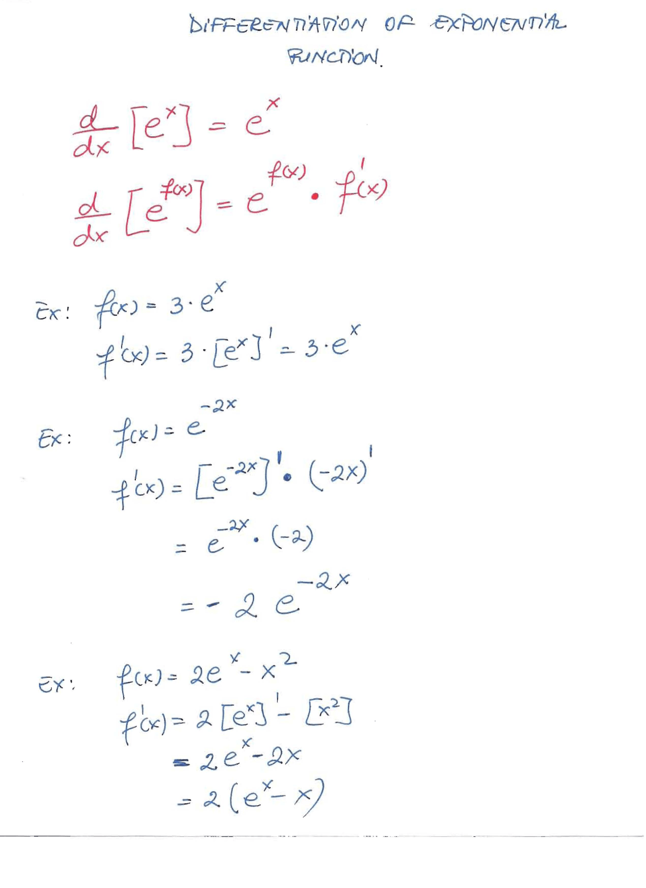 Exponential Function Business Calculus Differentiation of Exponential Functions - Business Calculus - Lecture ...