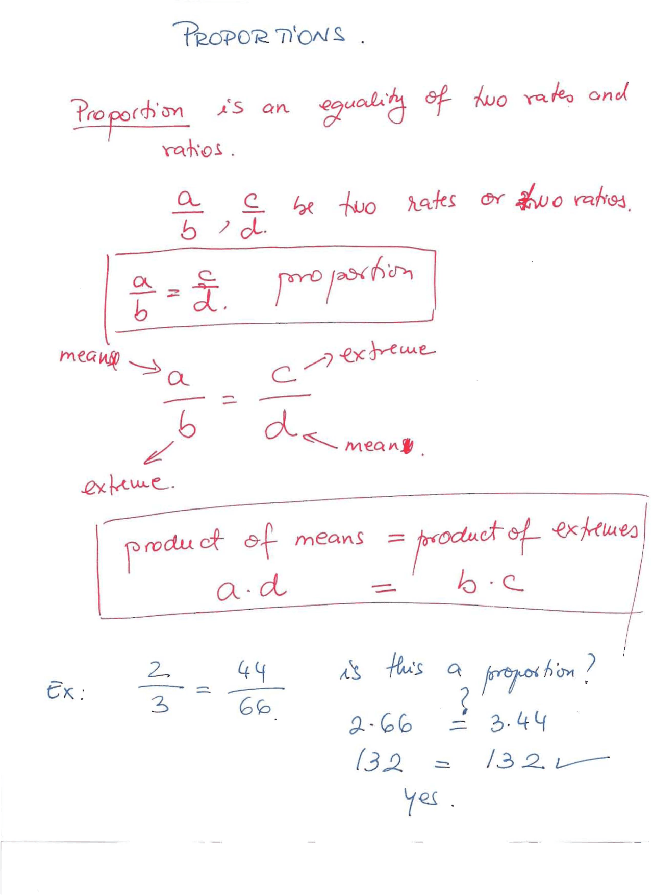 Proportions - Pre Algebra - Lecture Notes - Docsity