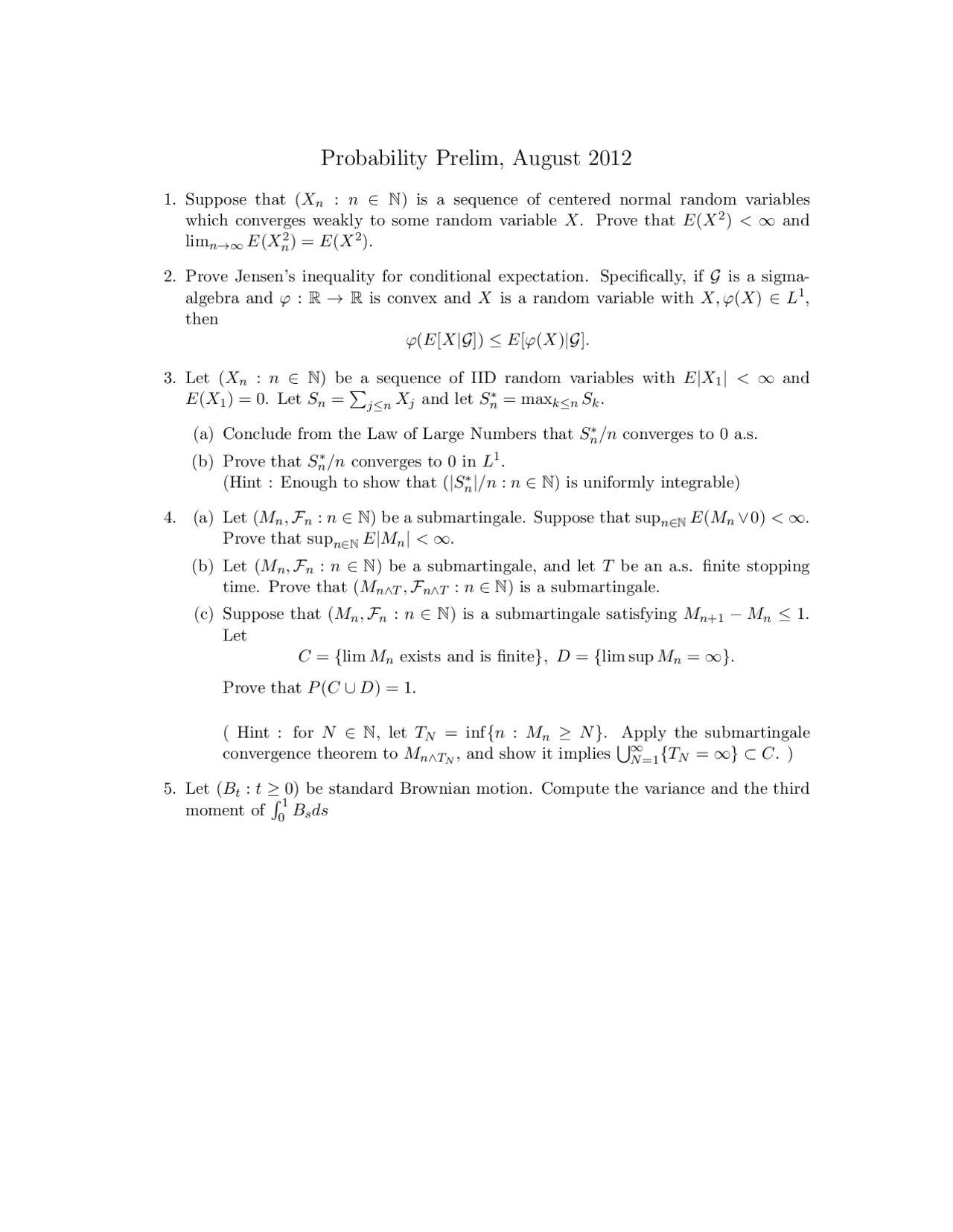 Converges Probability Exam Docsity