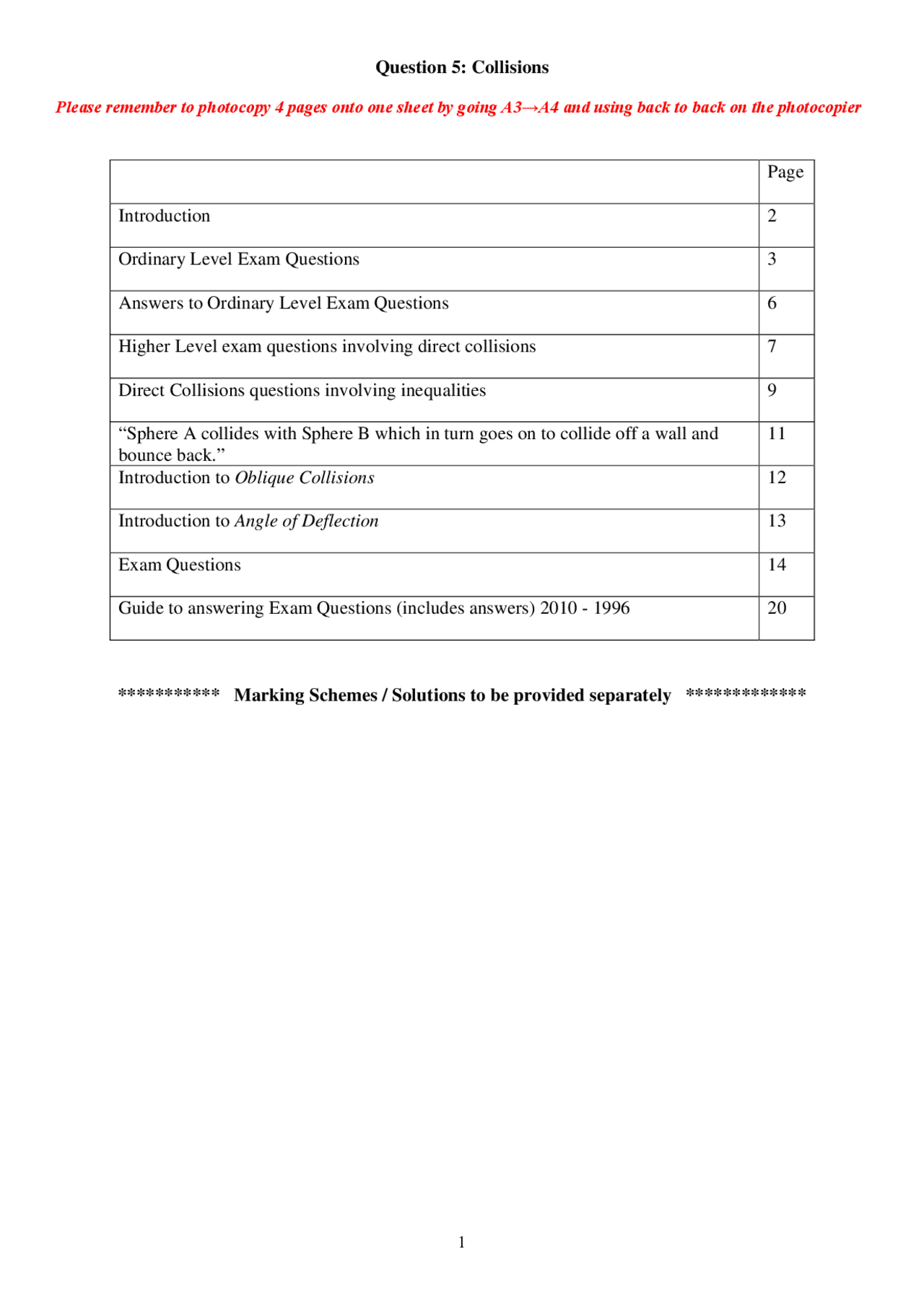 Collisions Applied Maths Lecture Notes Docsity