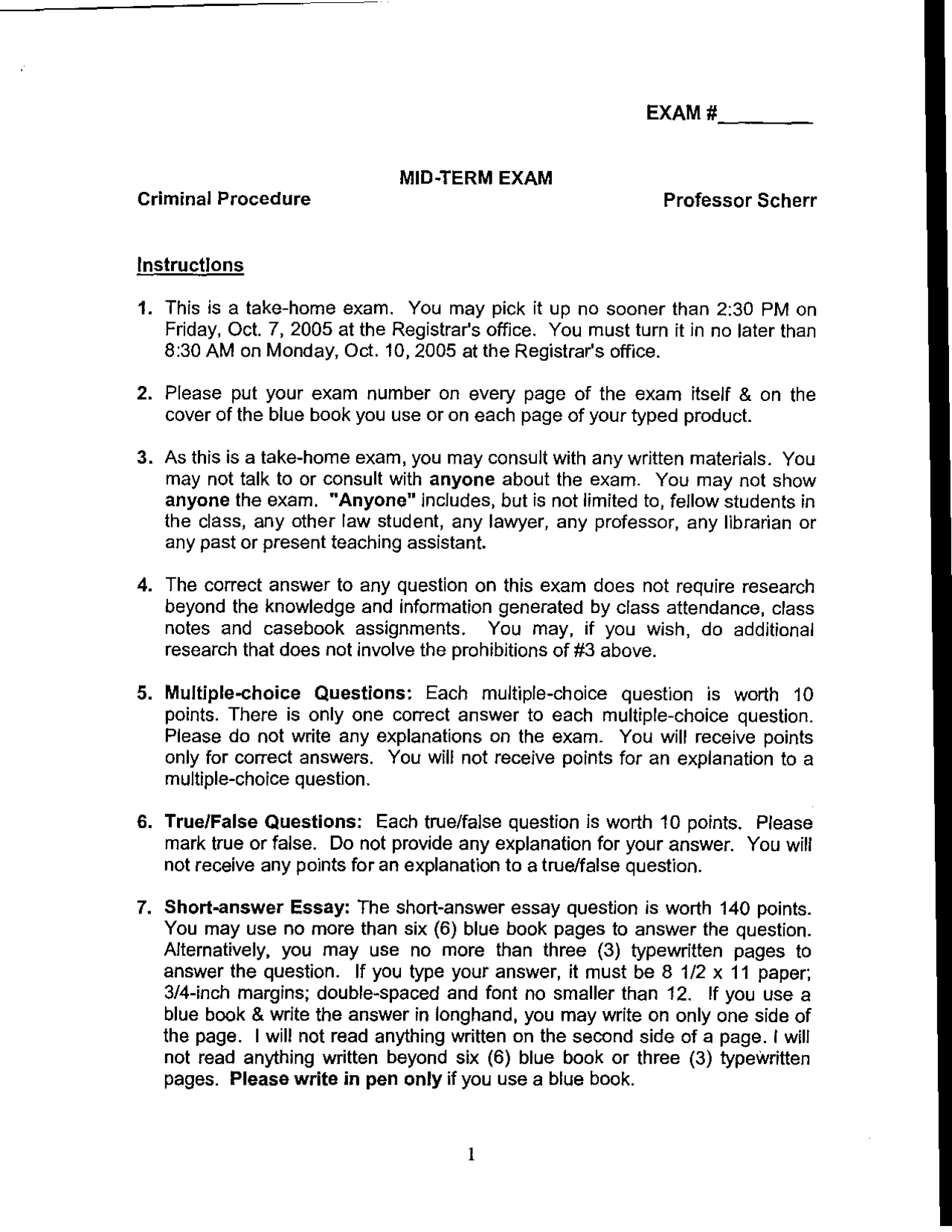 Deny Petition for Writ - Criminal Procedure - Exam - Docsity
