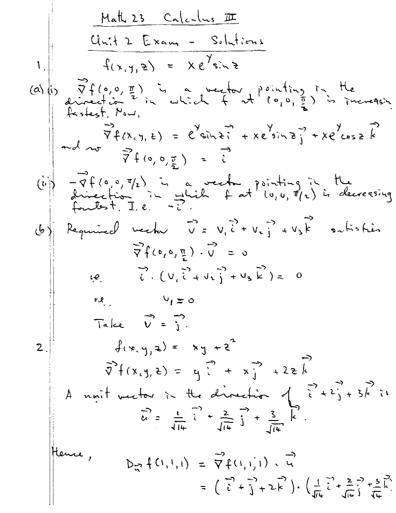Chain Rule - Vector Calculus - Solved Exam - Docsity