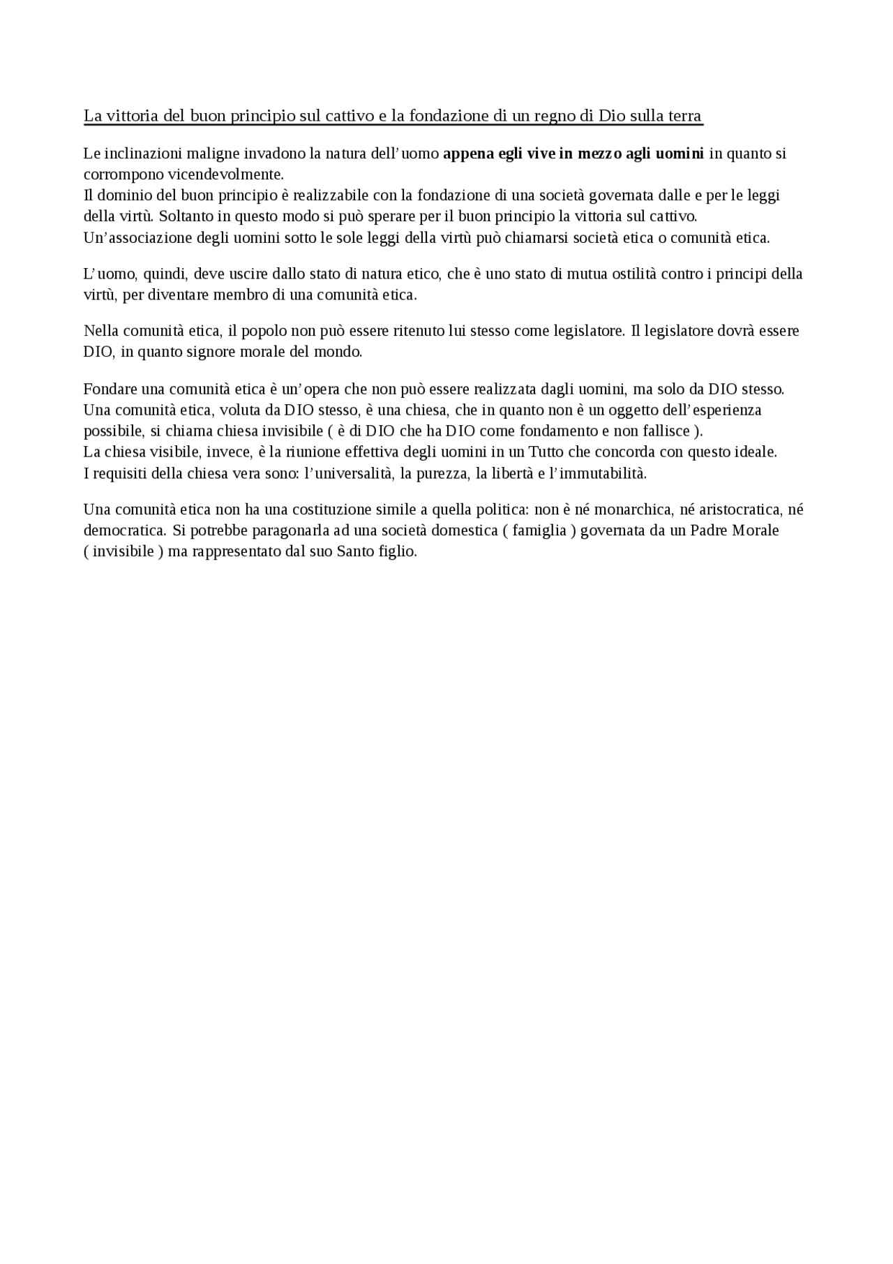 La religione entro i limiti della sola ragione Kant Filosofia Docsity