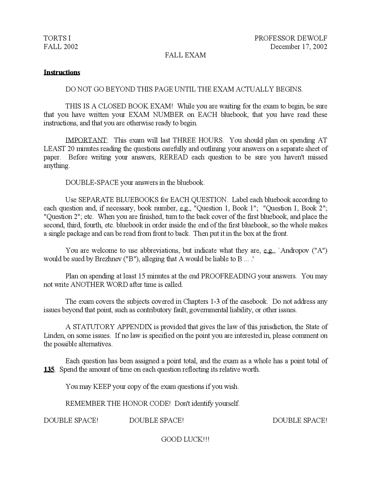 Tort Liability - Torts Law - Exam - Docsity