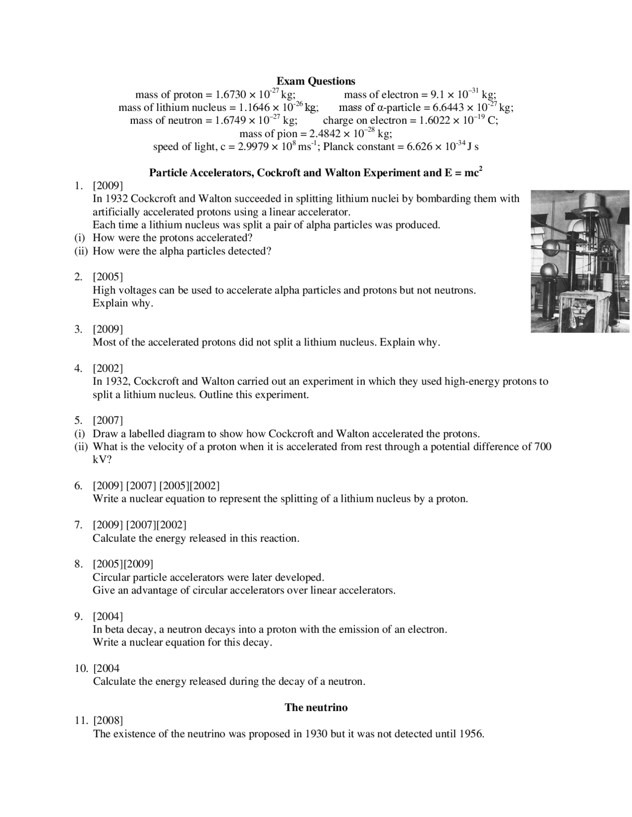 Particle Physics Math Answer Particle Physics - General Physics - Solved Exam - Docsity